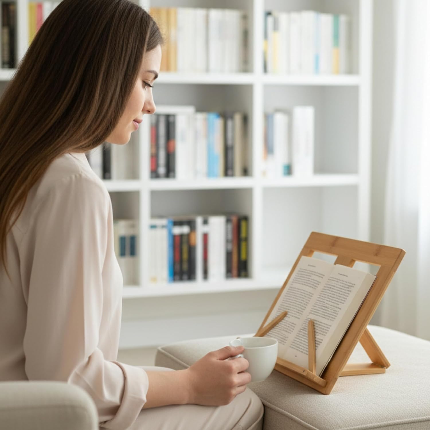 Bamboo Book Stand for Reading Hands Free
