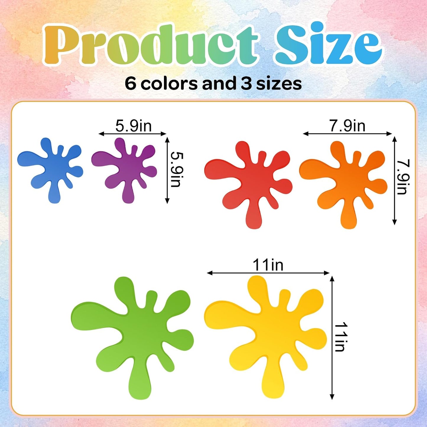 3 Size Self-Adhesive Paint Splatter Cutouts / Set of 36