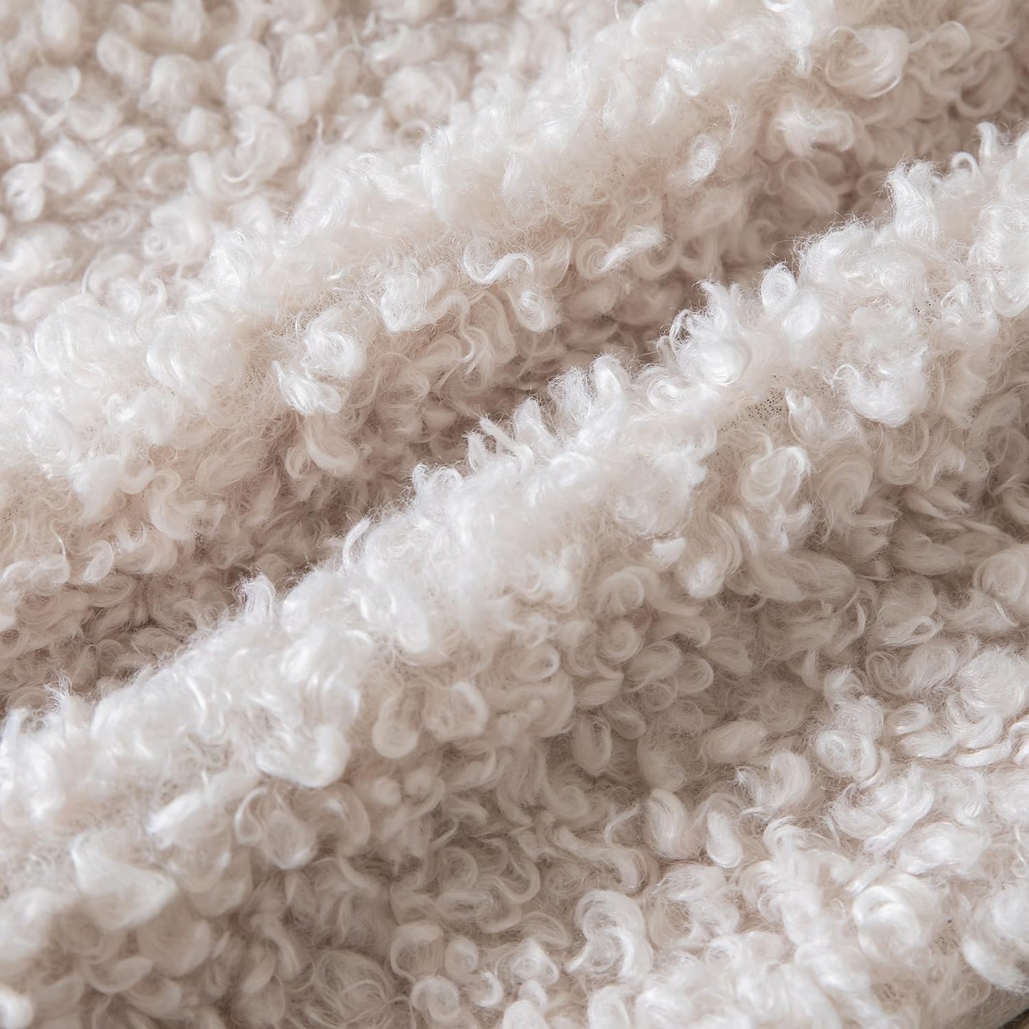 Faux Fur Throw Pillow Covers Boucle Decorative Sherpa Pillow / Apricot Beige / 18 x 18 / Set of 2