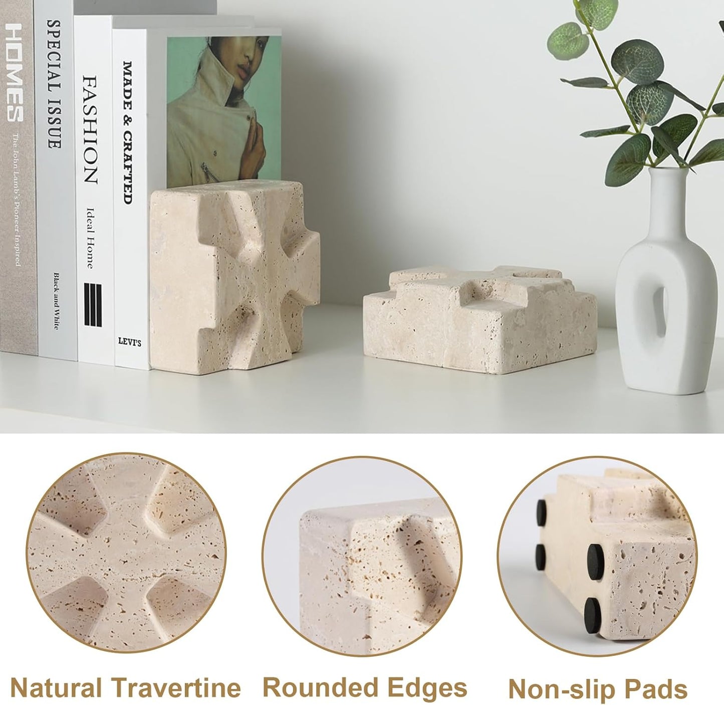 Modern Aesthetic Book Holder/Stopper / Square-beige