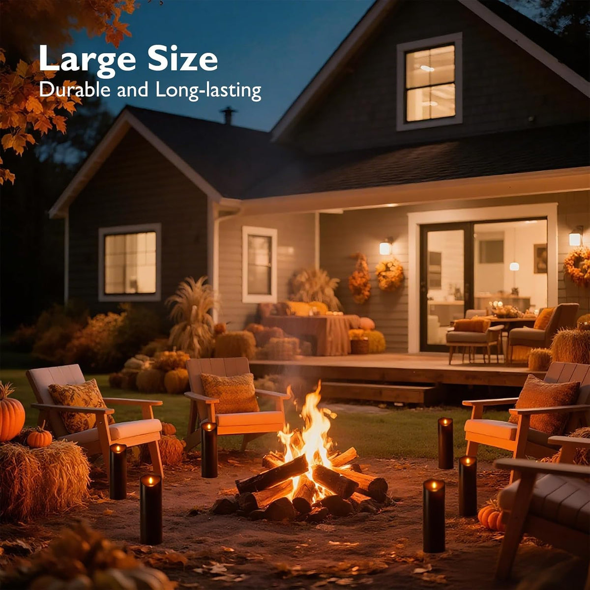 Homemory 4"x12" Black Flameless Candles, Halloween Candles, Outdoor Waterproof Flameless Candles with Remote and