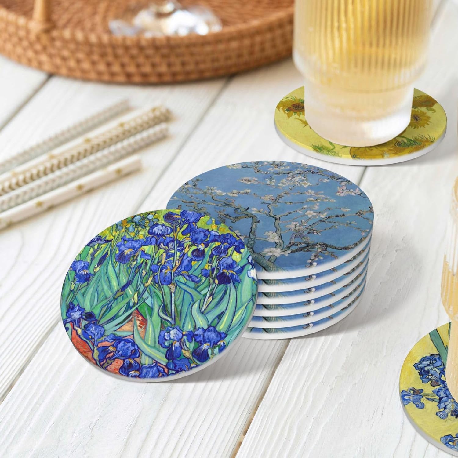 Holder / Cork Base and Golden Holder / F02 - Van Gogh / Set of 6