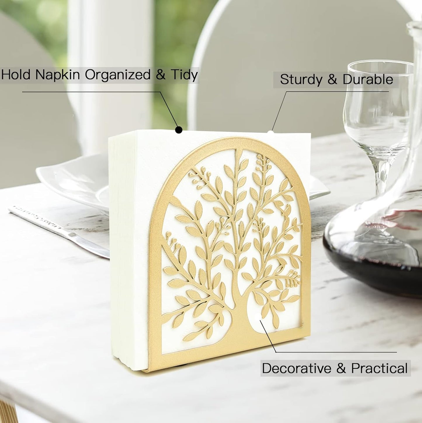Napkin Holder / Gold Tree of Life