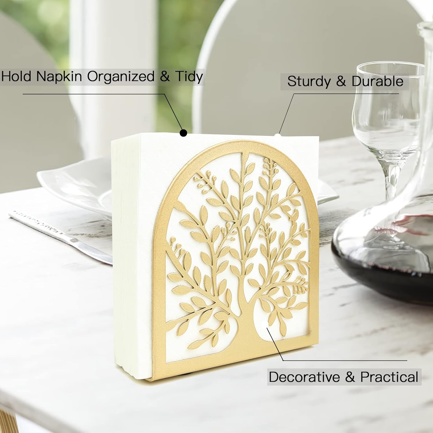 Napkin Holder / Gold Tree of Life