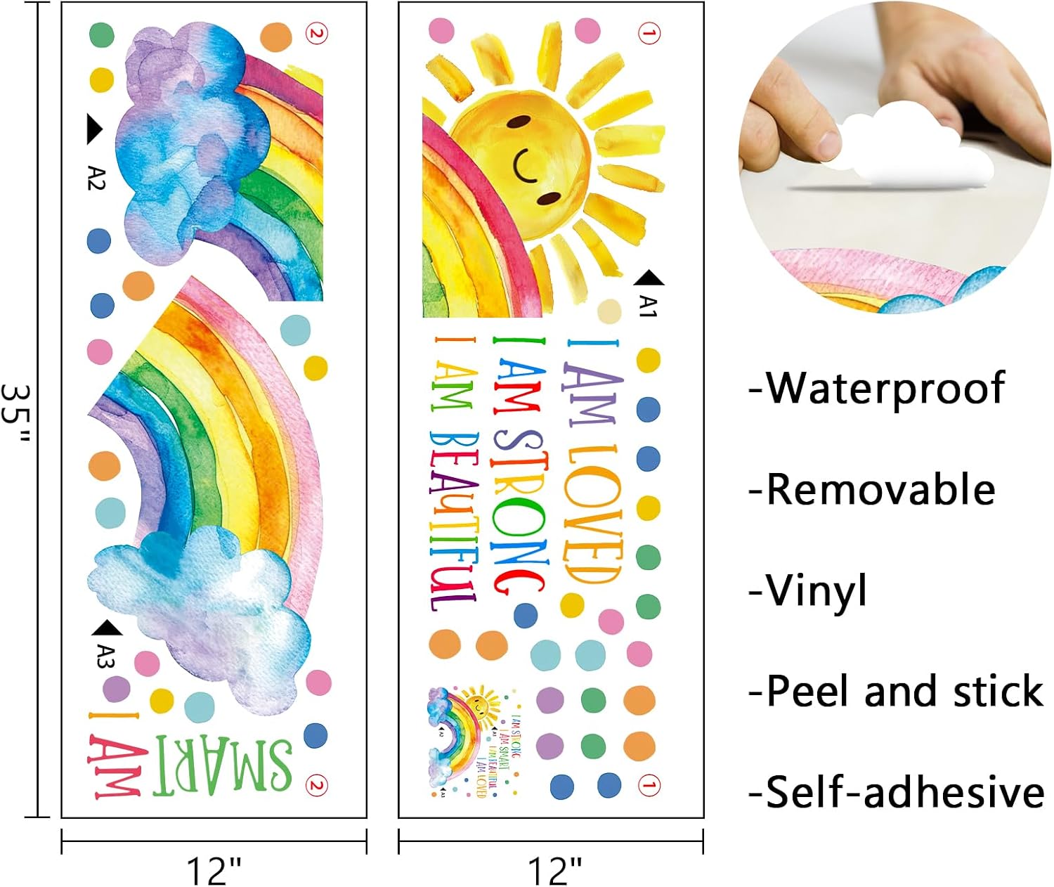 Colorful Rainbow Sunshine Inspirational Wall Decals Stickers / Colorful Sunshine Quote