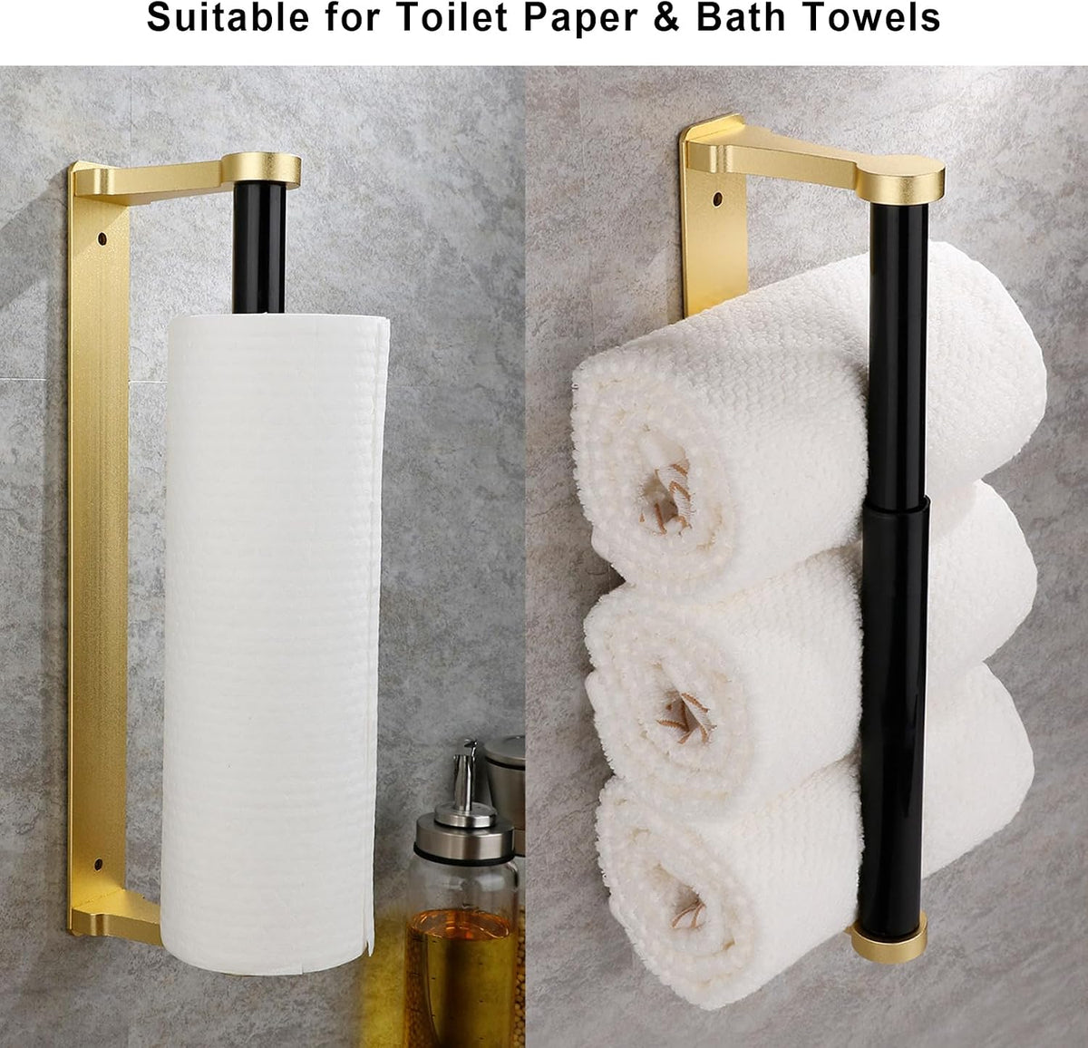MONEER Paper Towel Holder Under Cabinet, Paper Towel Holder, Aluminum Alloy Kitchen Towel Holders, Self Adhesive