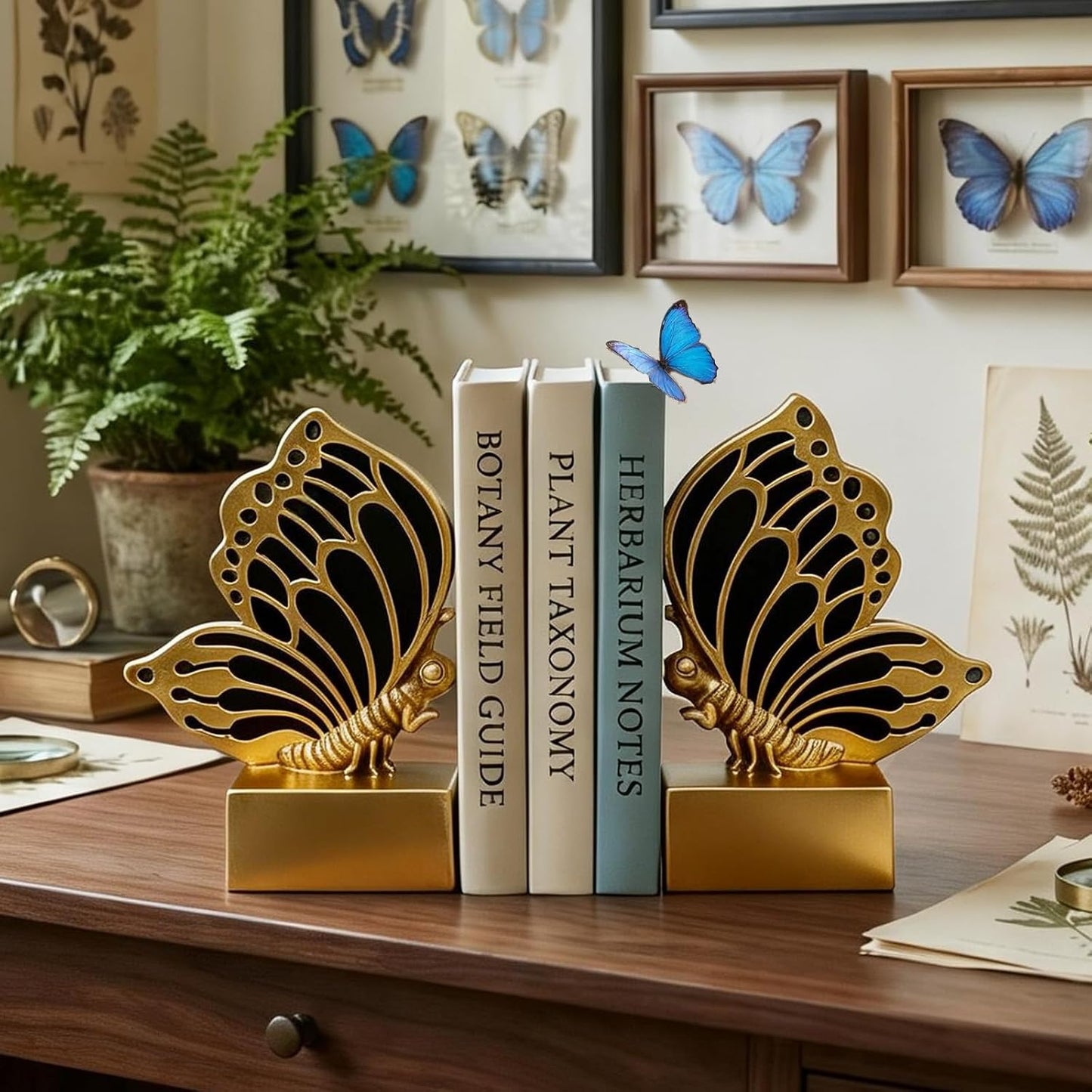 Vintage Butterfly Bookends / Gold