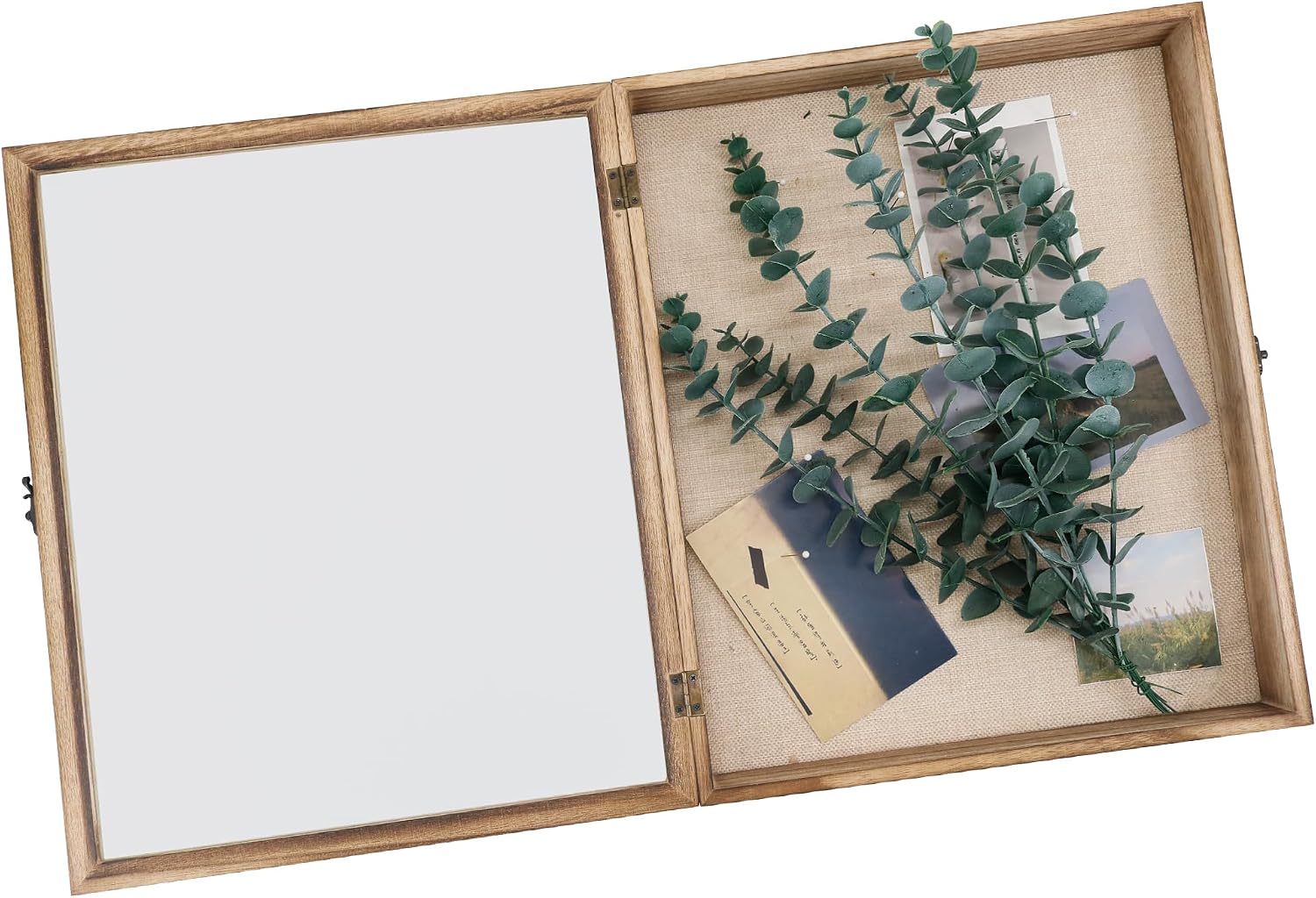 Large Shadow Box Frame 13x16 Display Case, Wood Wedding Bouquet Memory Box | Hinged Front Open Door with Tempered