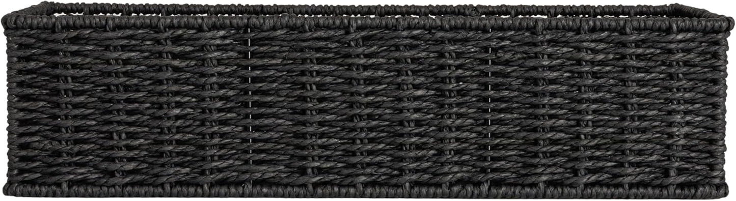 Handwoven Paper Rope Rectangular Storage Basket / Black Paper Rope