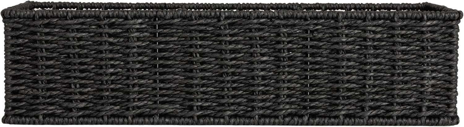 Handwoven Paper Rope Rectangular Storage Basket / Black Paper Rope