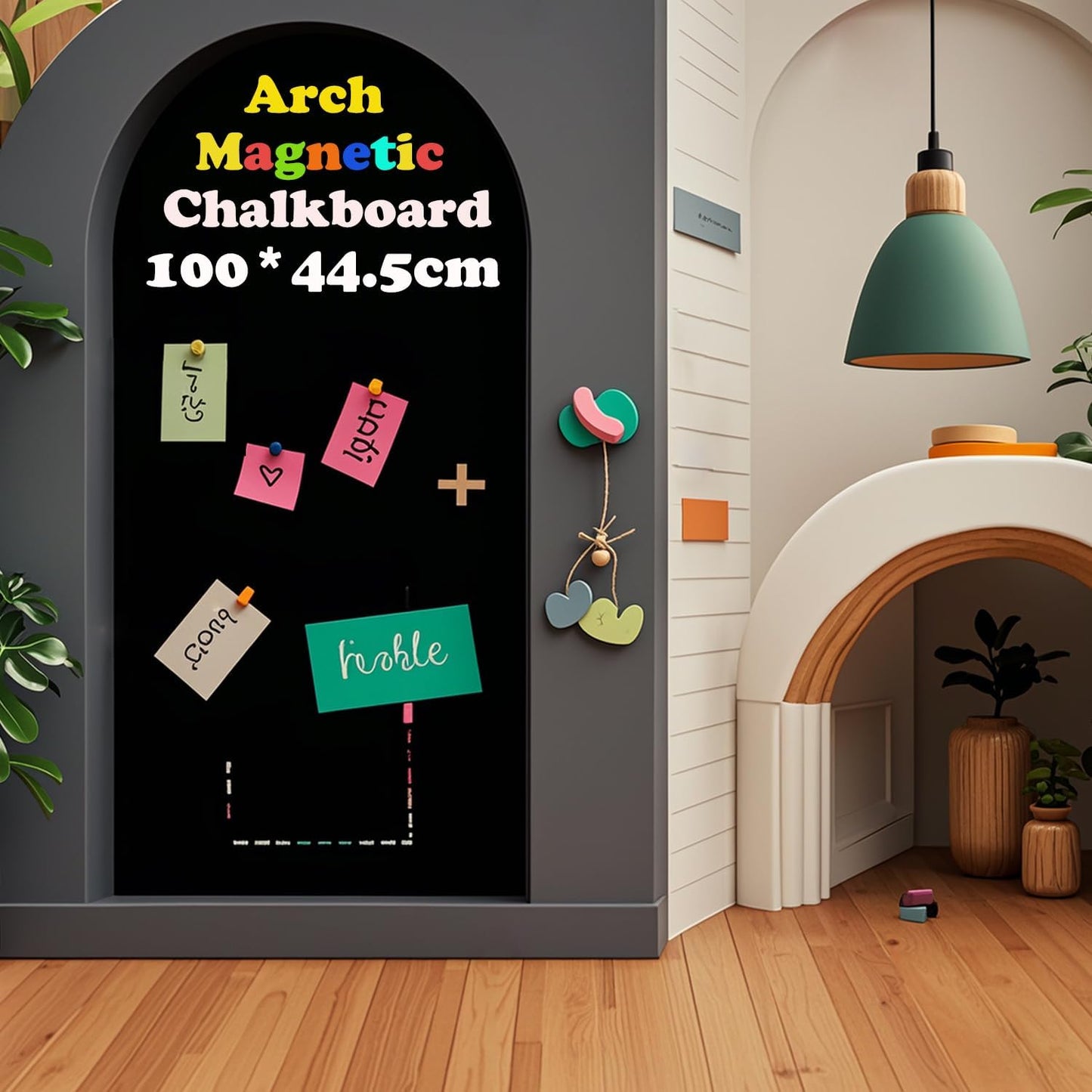 Magnetic Chalkboard Wall Arch Decal " Contact Paper Peel and Stick / Black / 39.3 x 17.5
