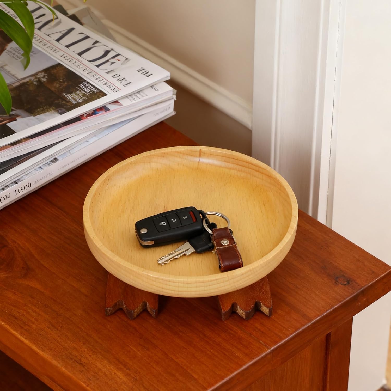 Key Tray / Valet Tray / Natural Wood / Round