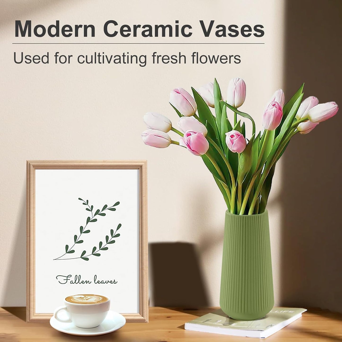 Ceramic Vase / Small Flower Vase for Pampas Grass / Saga Green