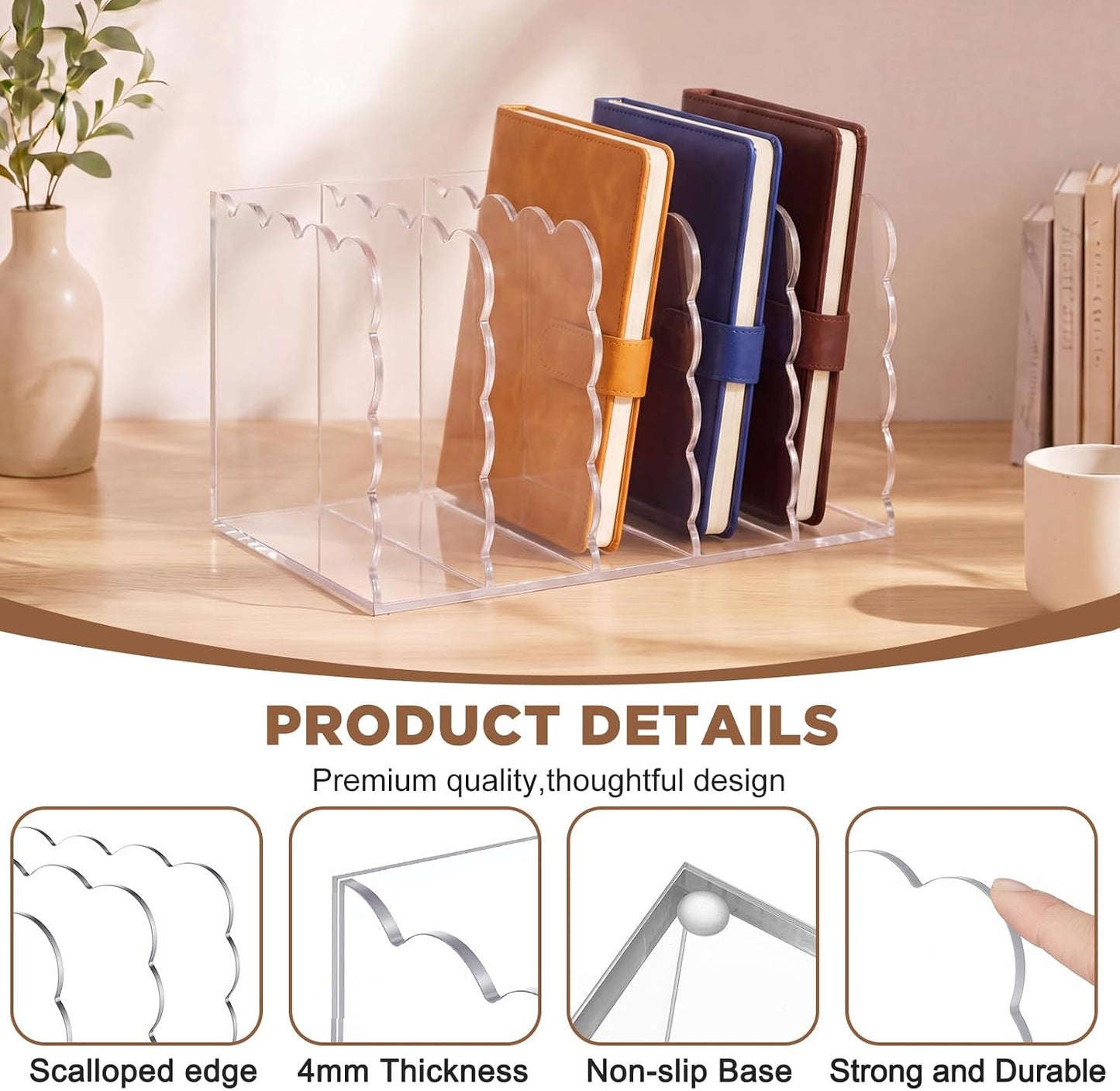Scalloped Magazine File Holder / Acrylic / 13.98 x 7.28 x 6.5 / Standard Style / Clear