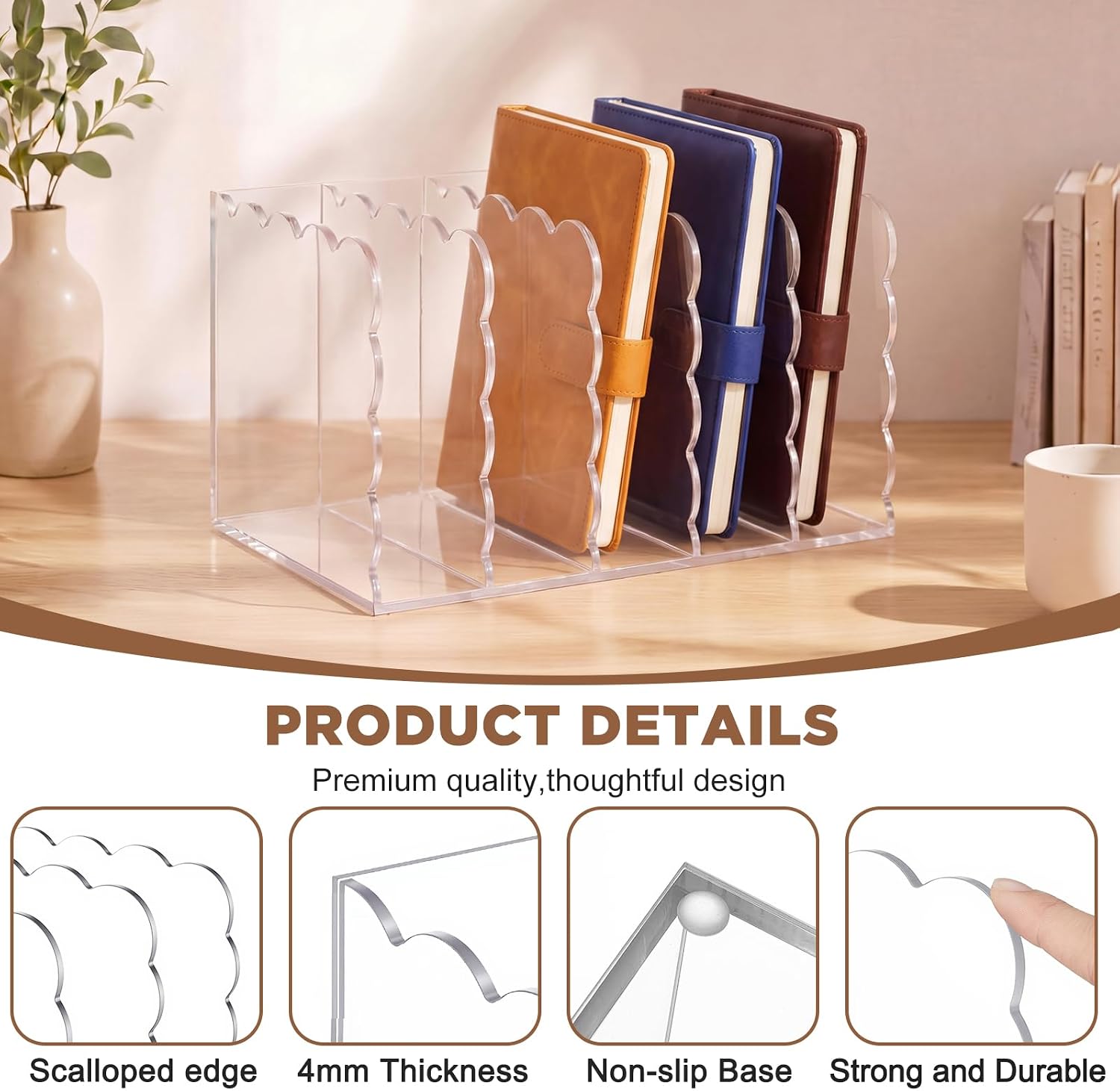 Scalloped Magazine File Holder / Acrylic / 13.98 x 7.28 x 6.5 / Standard Style / Clear