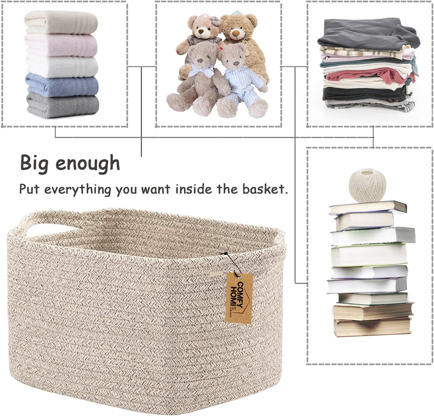 Woven Baskets for Storage / 13.5 x 11 x 9.5 / All Brown
