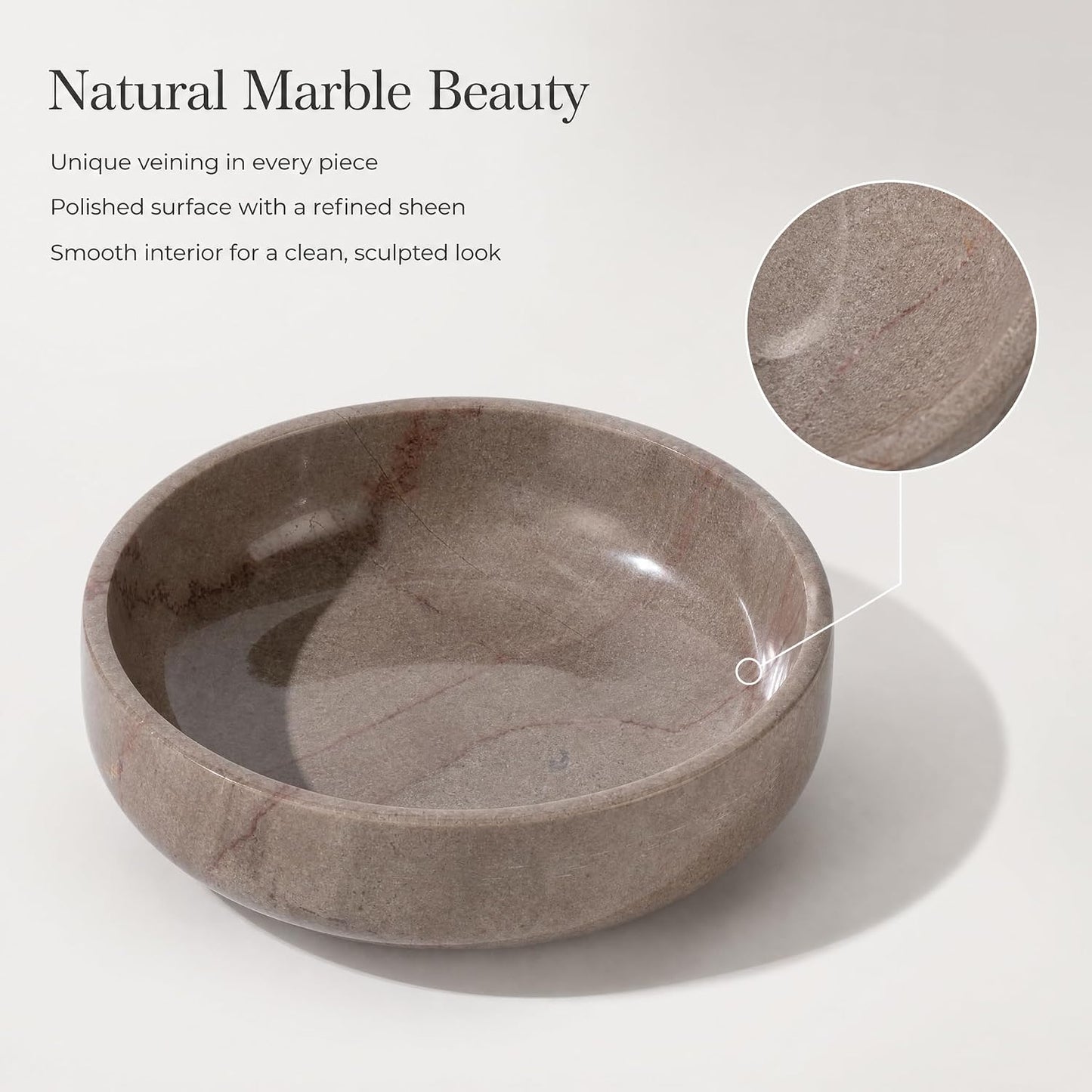 Marble Decorative Bowl 17cm 4.5cm Height / Natural