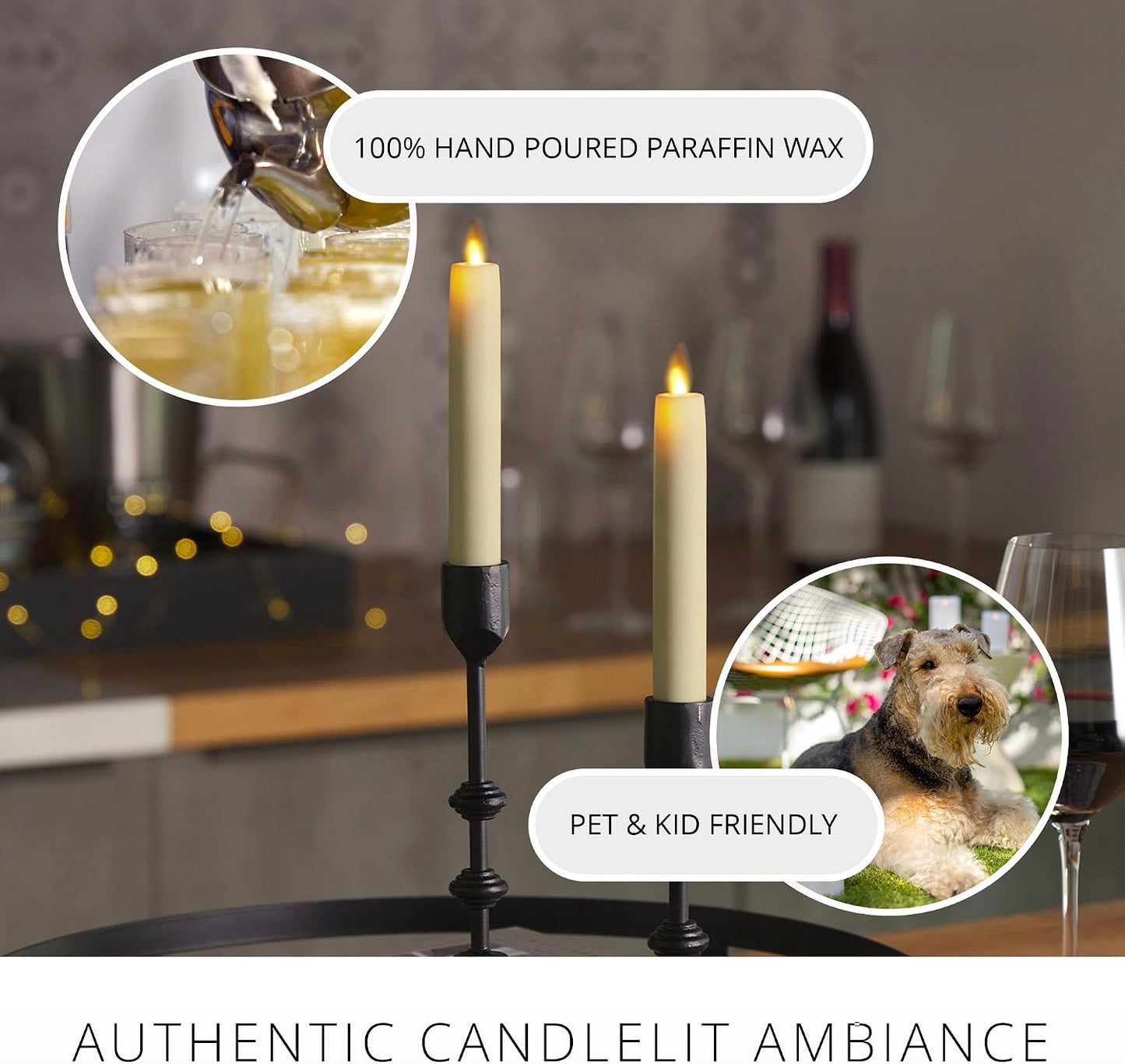 Luminara - Flameless Battery Operated Taper Candle - Ivory - Pack of 2-1x6 inch - LED Flickering Flame - Realistic Safe