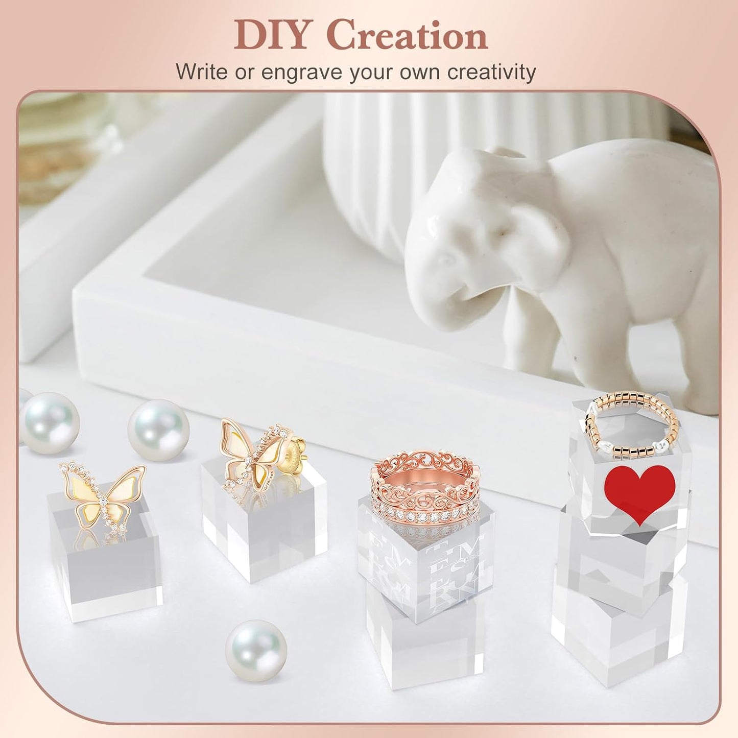 Acrylic Base Acrylic Blocks for Display Square Riser Display Stands Trophy / 1 x 1 x 1 / Set of 10