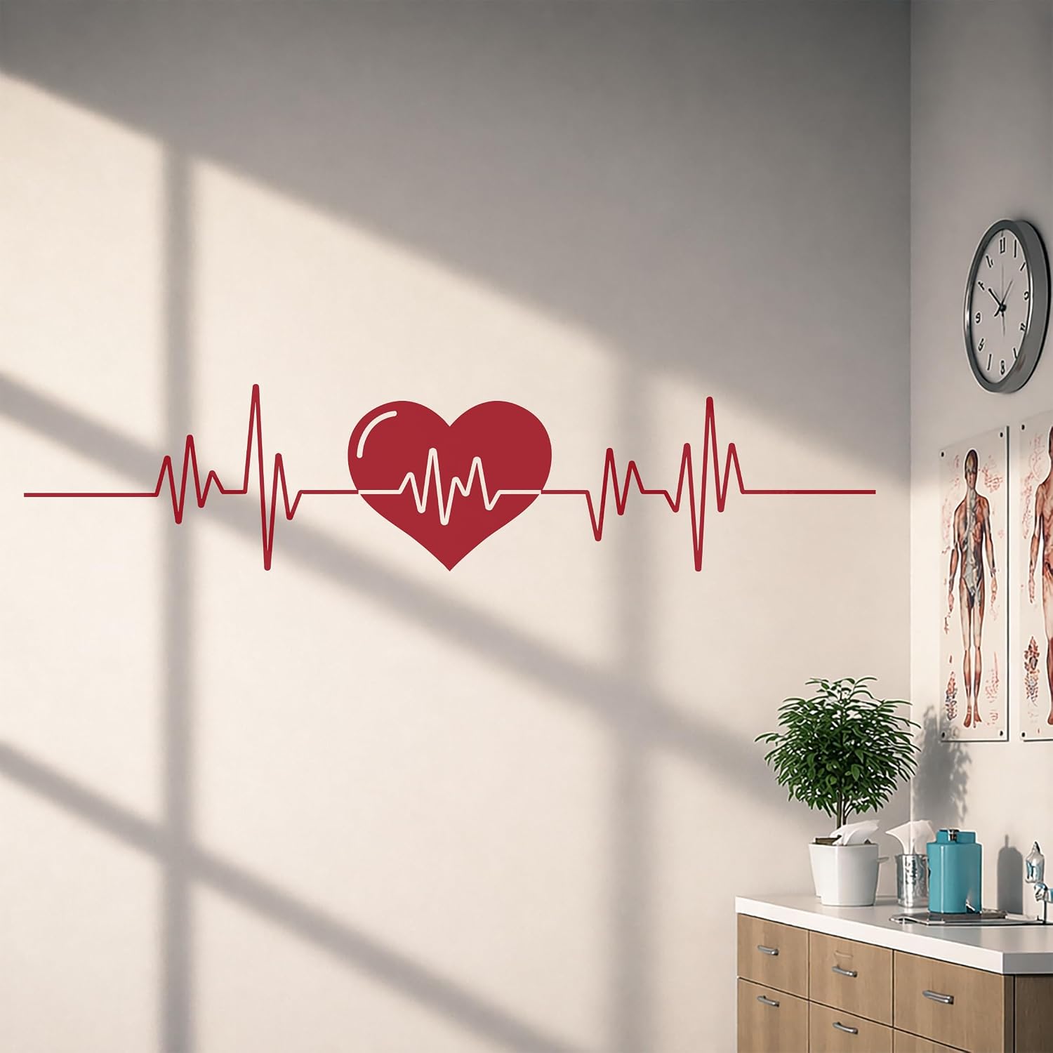 Vinyl Wall Decal Heart Beat Cardiogram Cardio Pulse Health Care Stickers / 9 x 35 / M In / Black