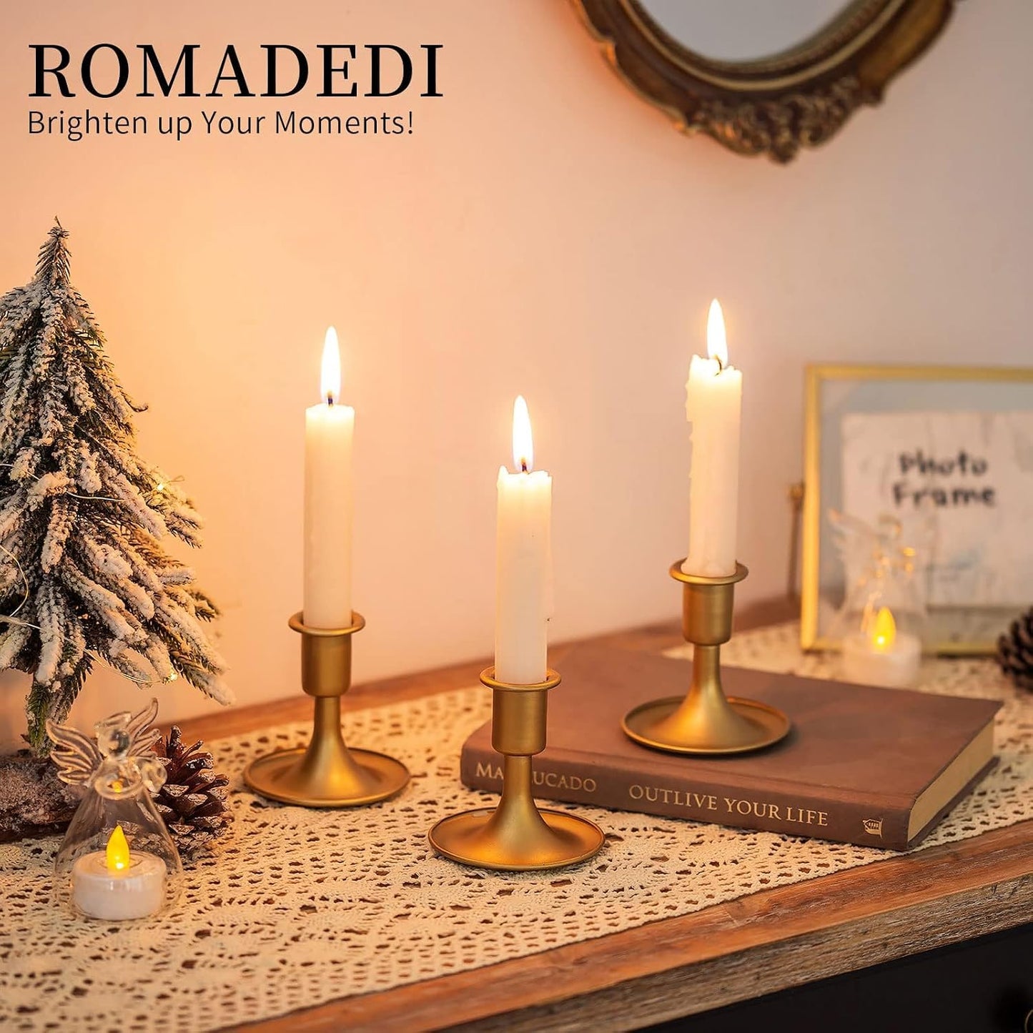 Candlestick Holders Taper Candle Holders, Romadedi Gold Candle Stick Candle Holder for Table Centerpiece, Wedding