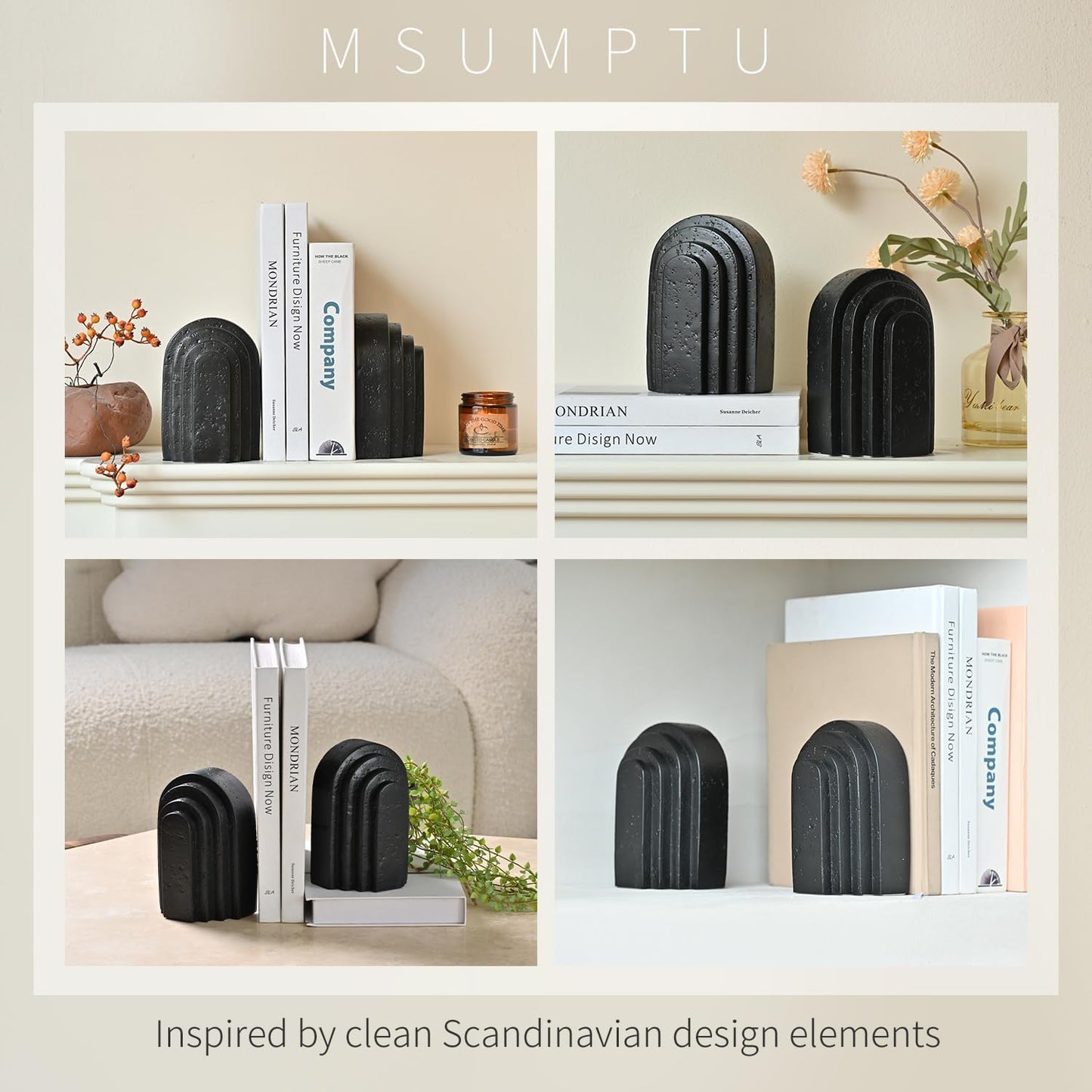 Decorative Bookends / Book Ends for Heavy Books / Black / Set of 2