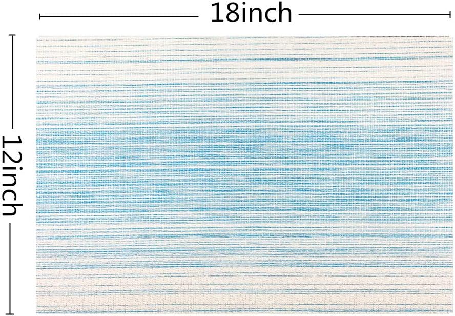 WAZAIGUR Placemats Set of 8, Woven Vinyl Table Placemats, Blue with White | Placemat, Blending Color Durable Washable