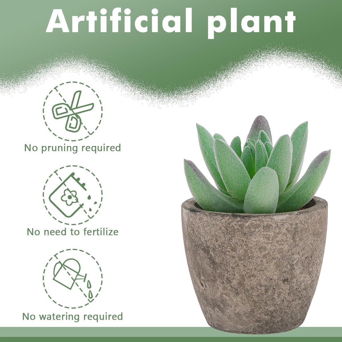Artificial Succulents Plants Potted Assorted Decorative Faux Fake Small / 6 Style / Green / Set of 6