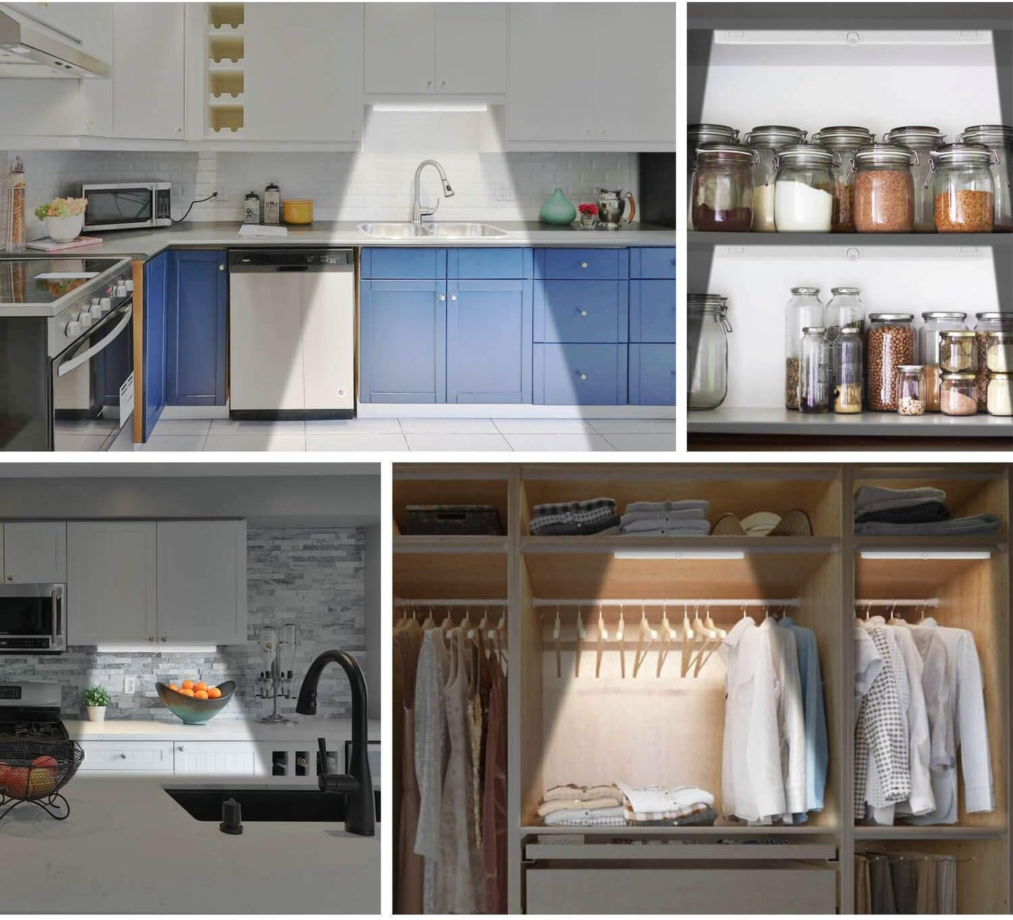 BLS T01LB LED Closet Light Super Bright 20 LED Under Cabinet Lighting Battery Powered/DC Input Wireless Motion Sensing