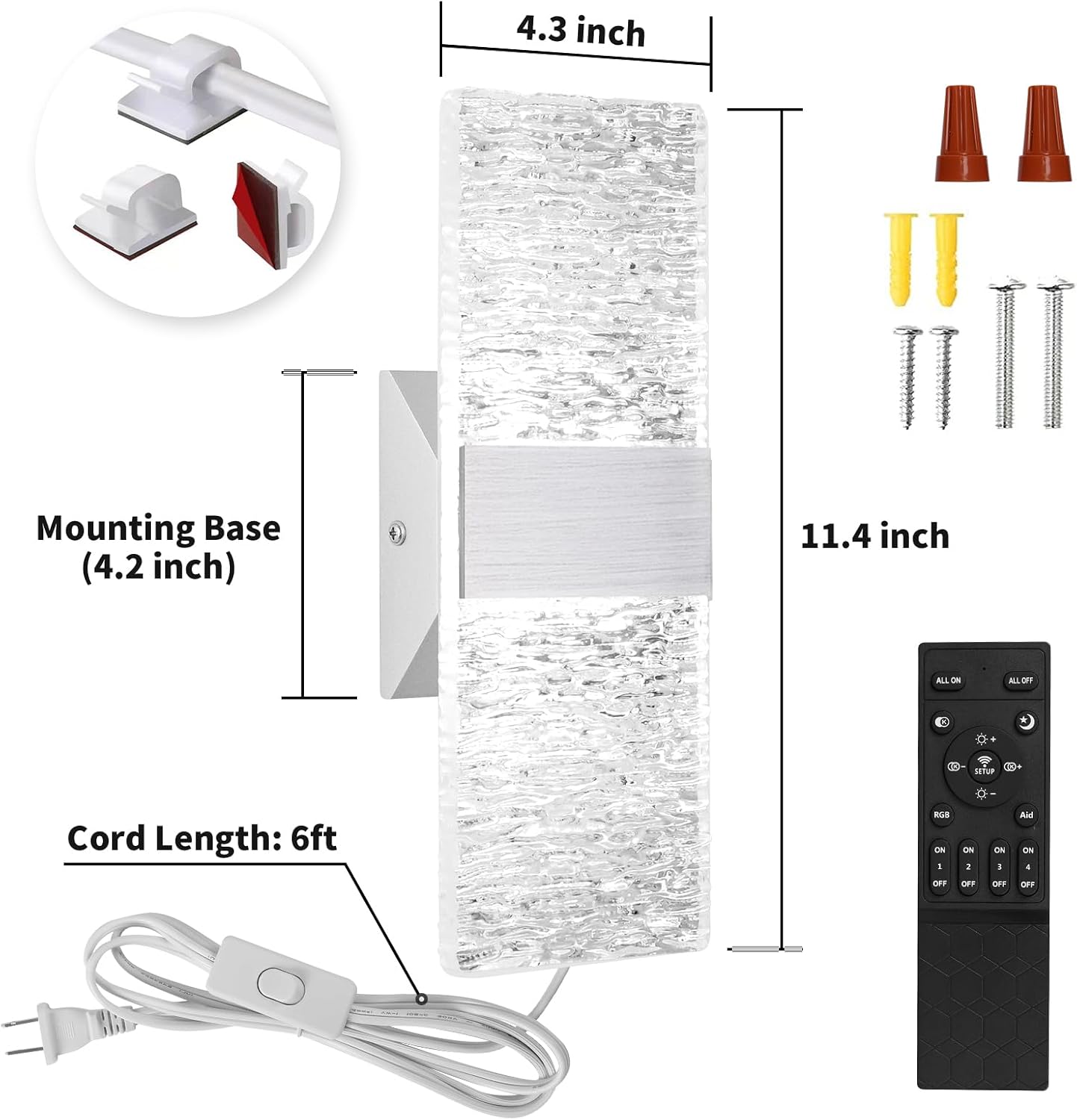 GOODATE Plug in Wall Sconces with Adjustable 3000K-6500K Colors & 10%-100% Brightness, Sconces Wall Decor Set of 2 with