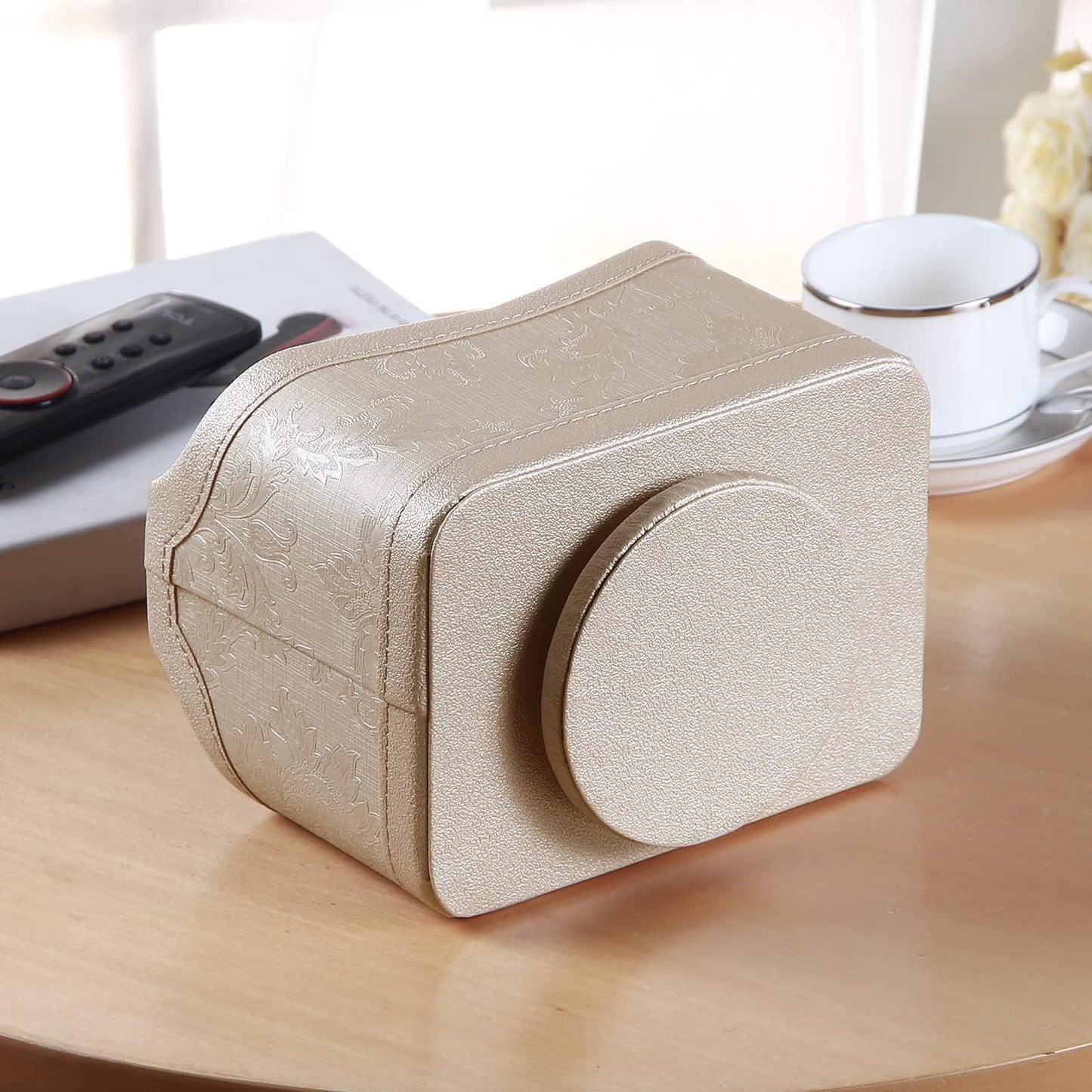 Leather 360°Rotatable Remote Control Holder / 1 A Embroidery Flower