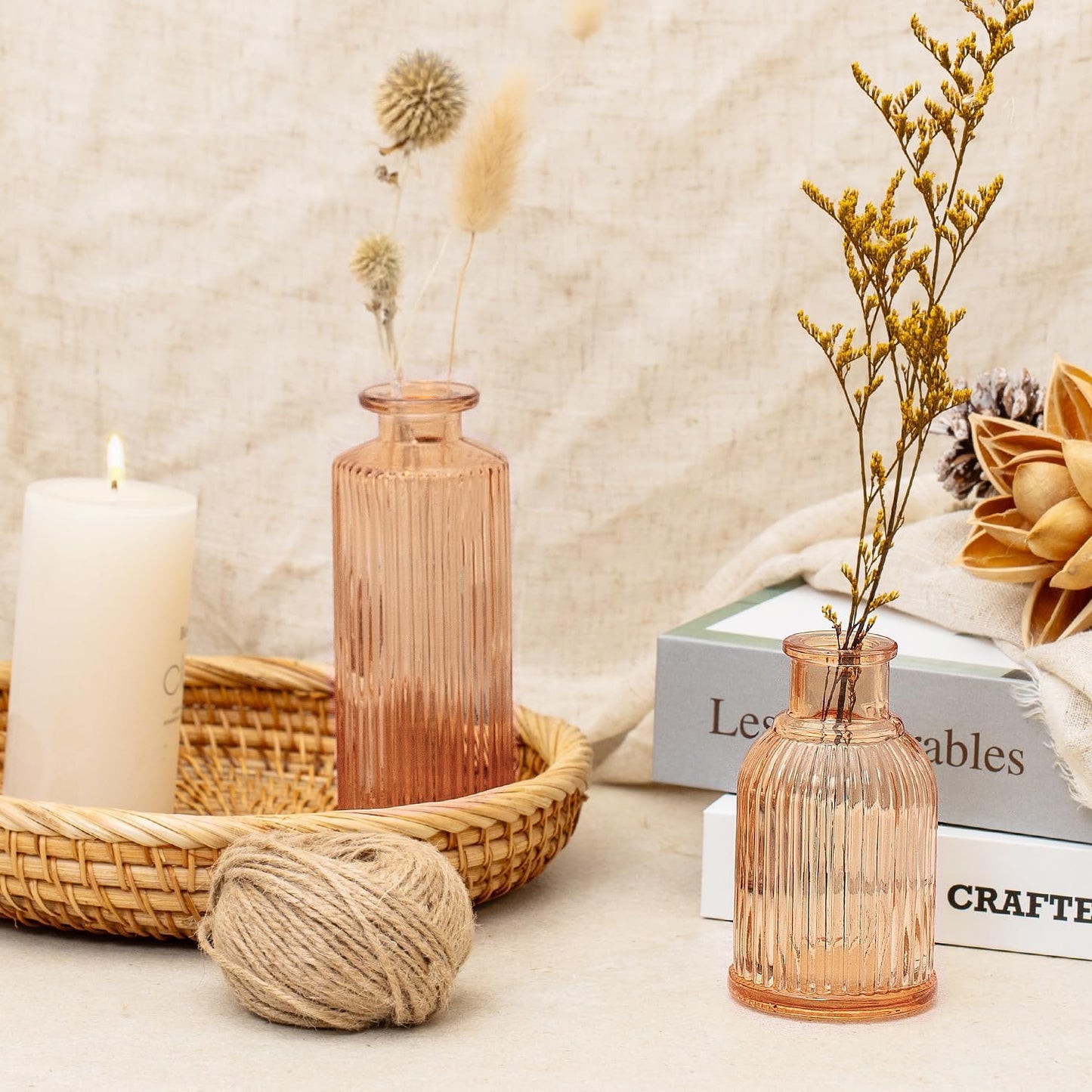 Clear Glass Bud Vase Pcs / Amber Gold / Set of 12