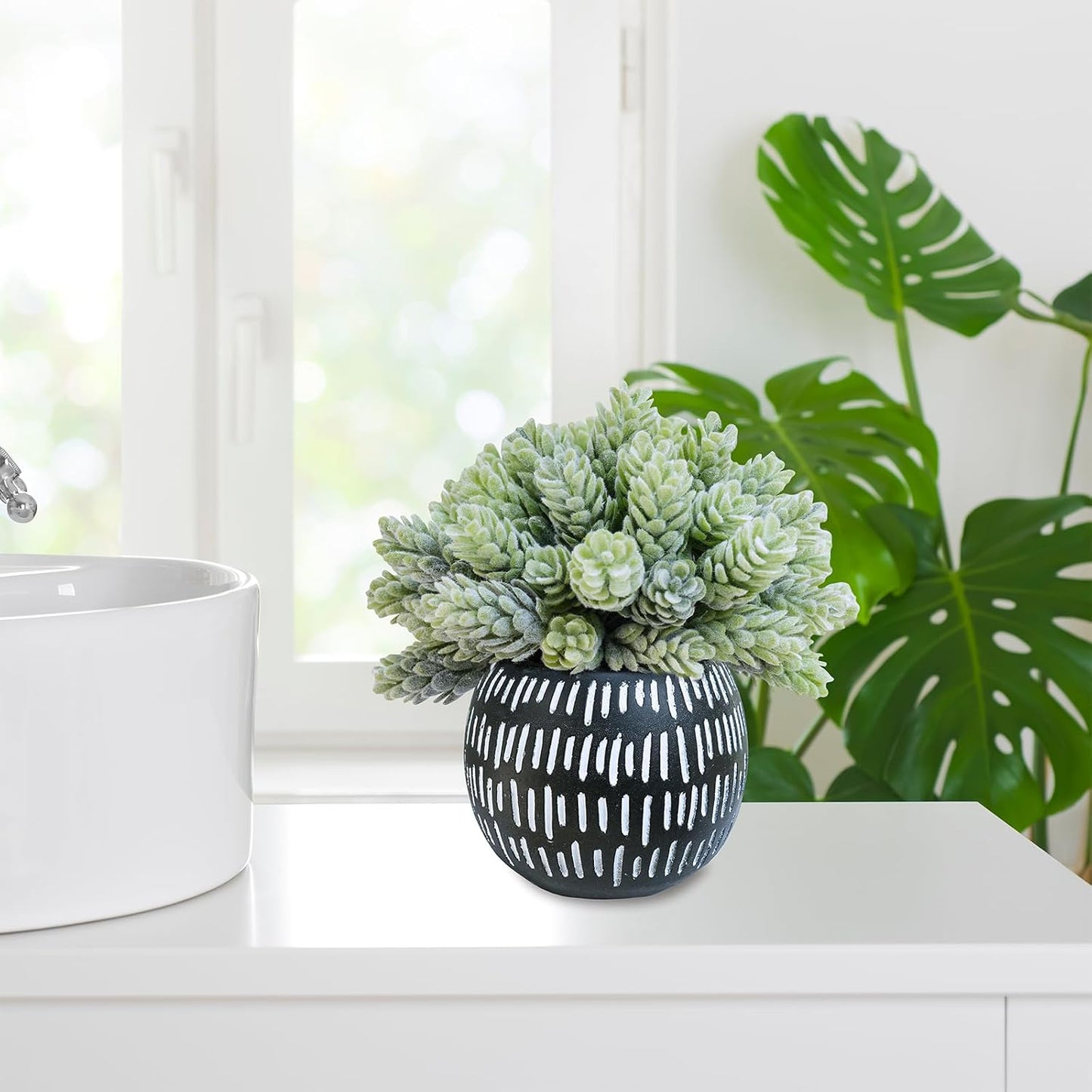 Small Artificial Succulent Potted Plants Faux Aloe Hops Hanging Succulent / Black Pot / Set of 3