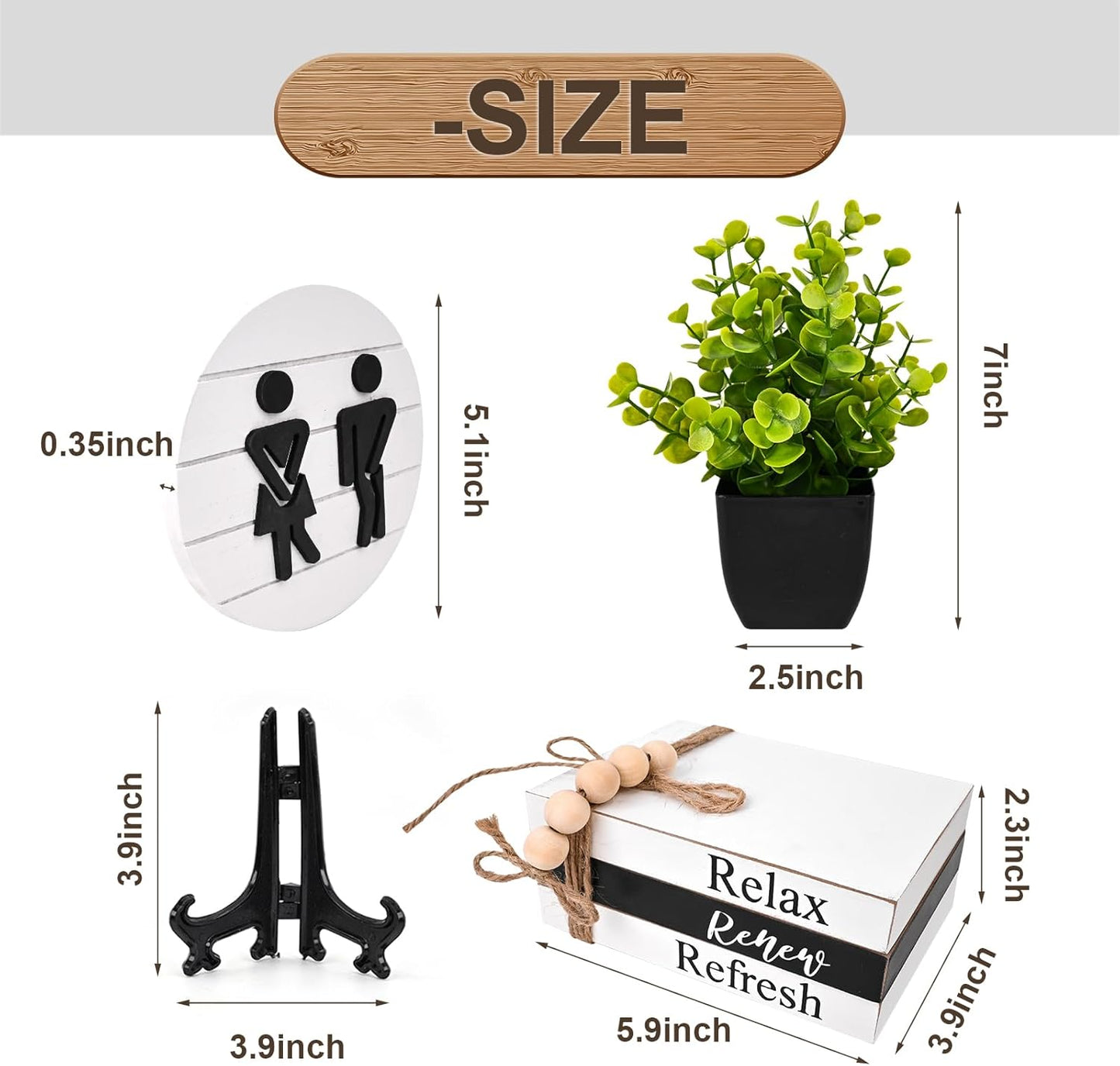 3D Round Shiplap Signs and Book Stack / Modern Book Stack