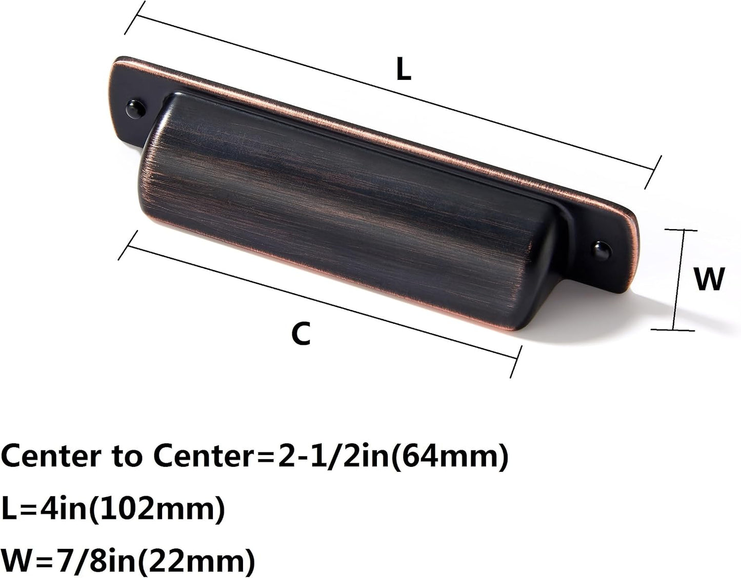 2-1/2" Drawaer Pulls Cabinet Cup / Cup Pulls 2-1/2" Hole Center / Oil Rubbed Bronze / Set of 10