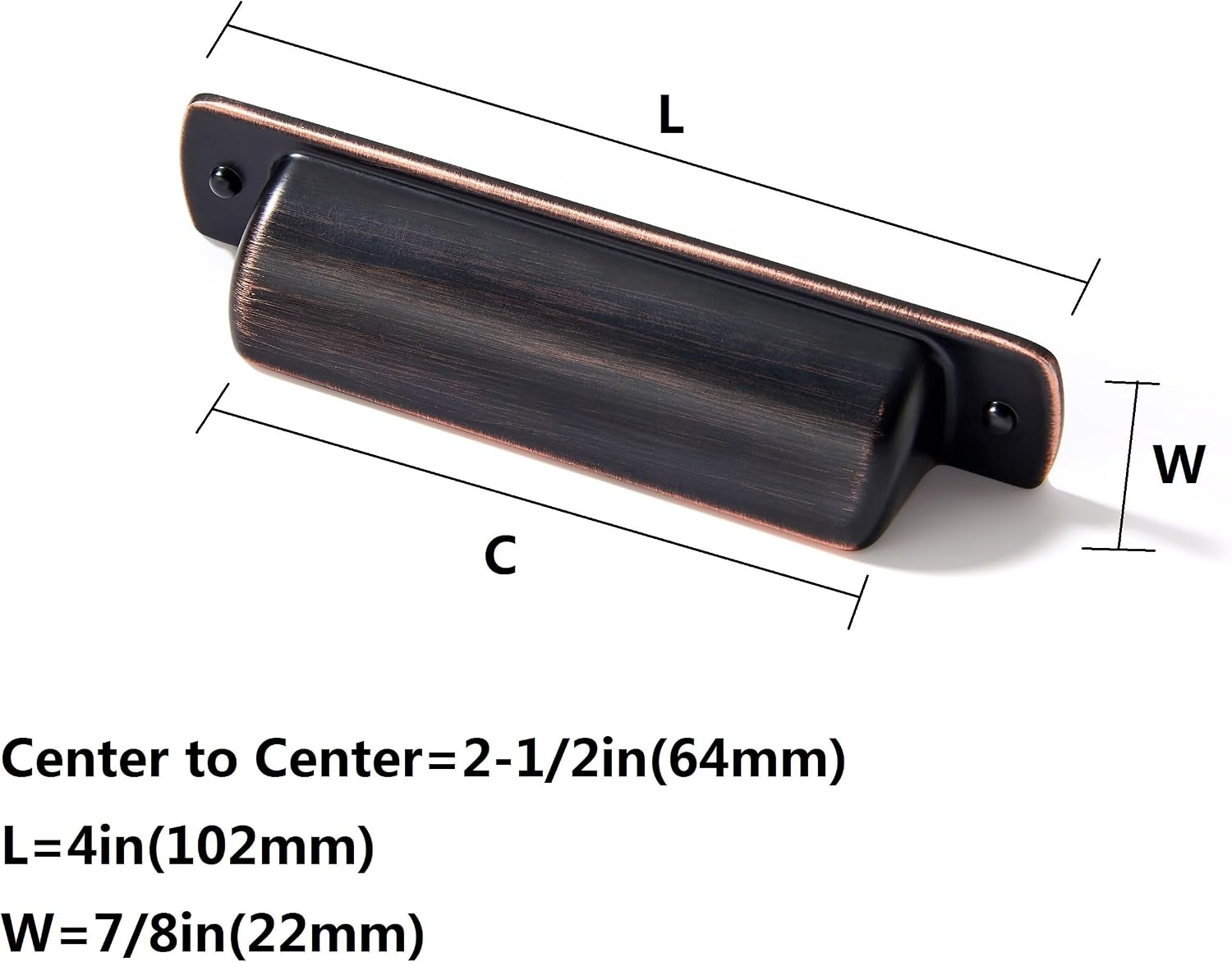 2-1/2" Drawaer Pulls Cabinet Cup / Cup Pulls 2-1/2" Hole Center / Oil Rubbed Bronze / Set of 10