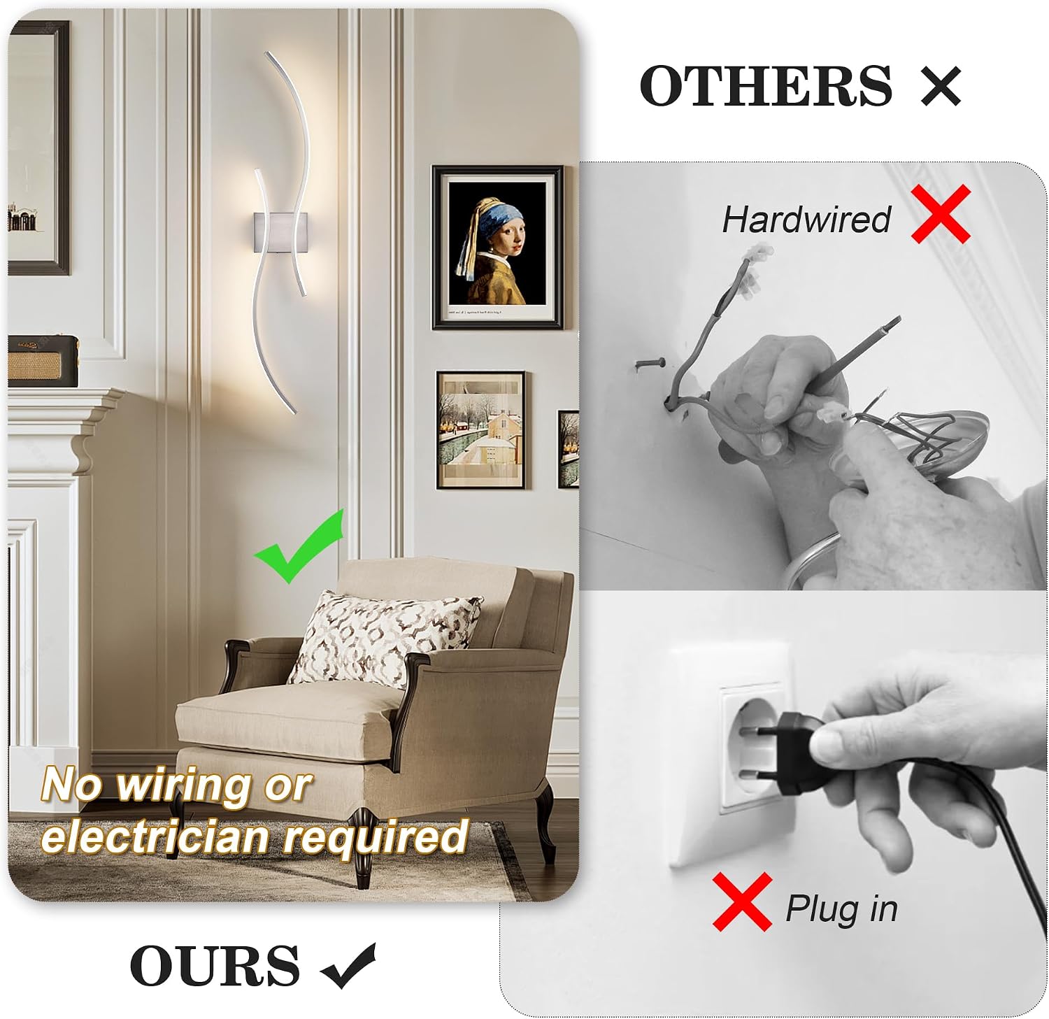 KARTOOSH Battery Operated Wall Sconce Set of Two with Remote Control | Wireless Wall Sconces with Stepless 3CCT &