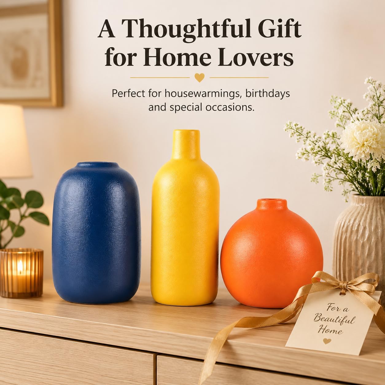 Ceramic Vase / Small Flower Vases for Rustic Home Decor / A / Set of 3