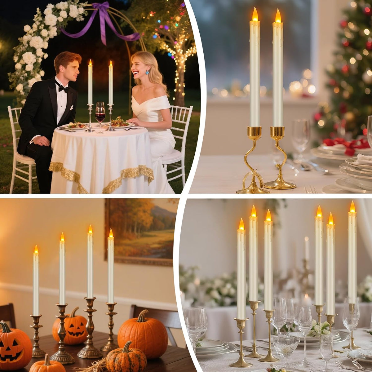 wemarry Flameless Taper Candles 10" Dripless Battery Operated Taper Candles Included Remote Timer 400+ Hours by 2AA