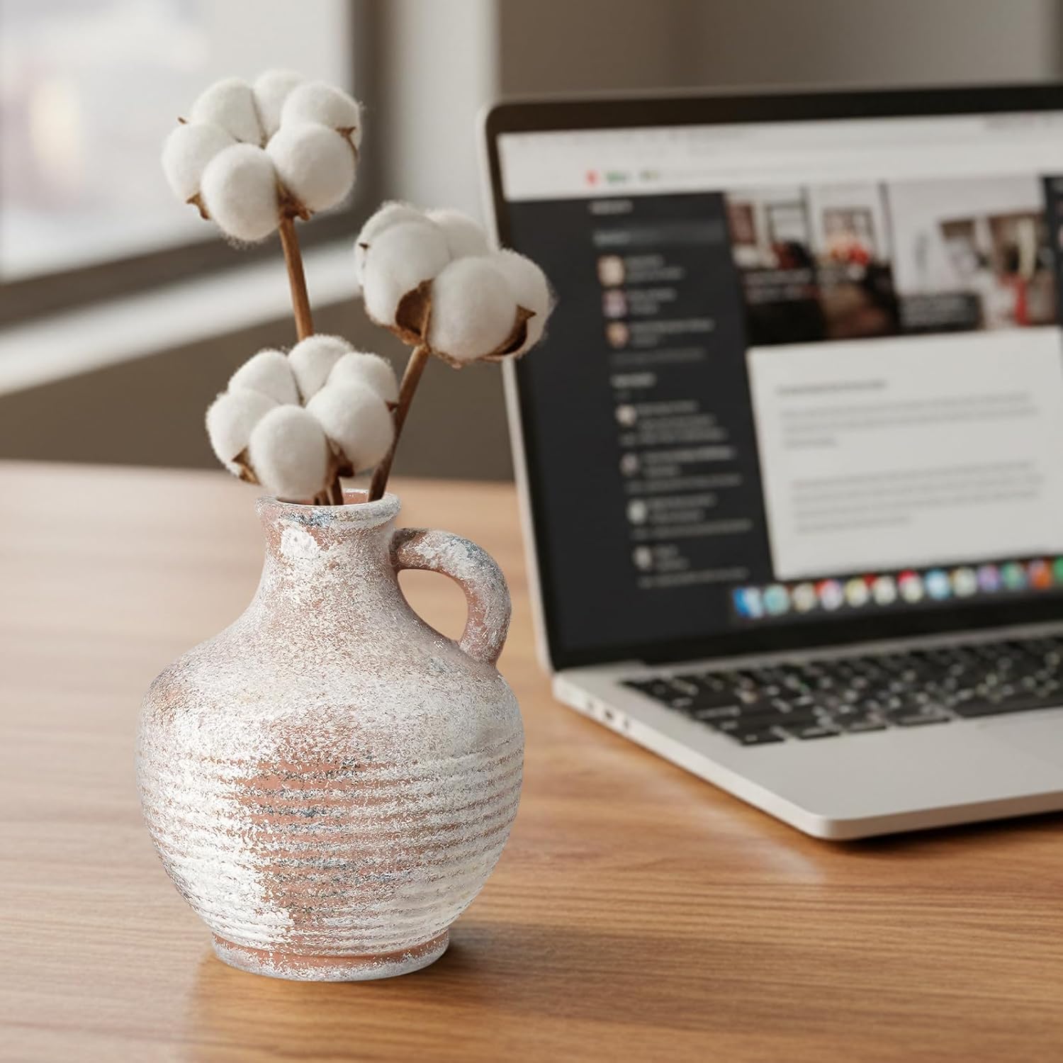 Rustic Ceramic Flowers Vase / 6 Inch / Rustic Brown - 6