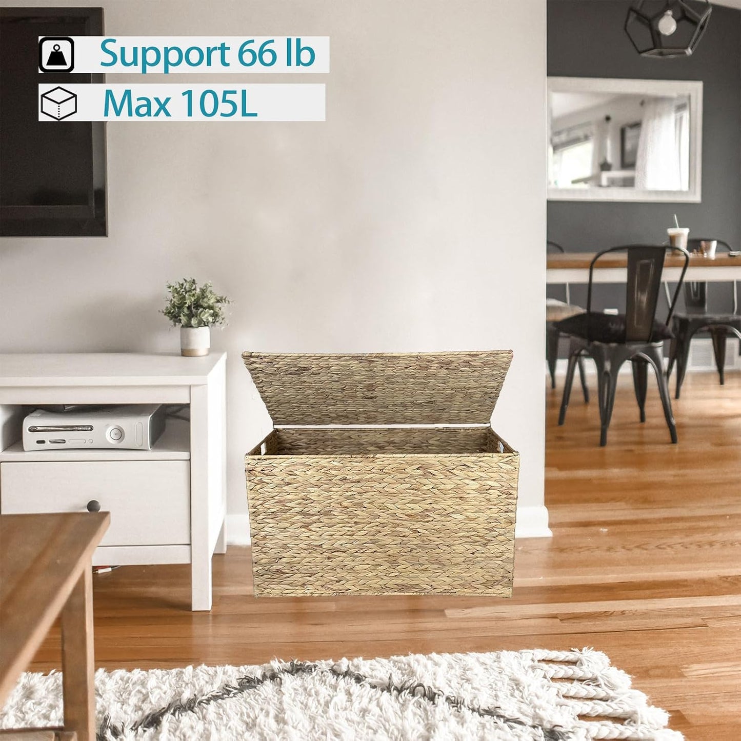 Woven Storage Bin / Natural / 15.7 x 26 x 15.7 / 105 L: Inches