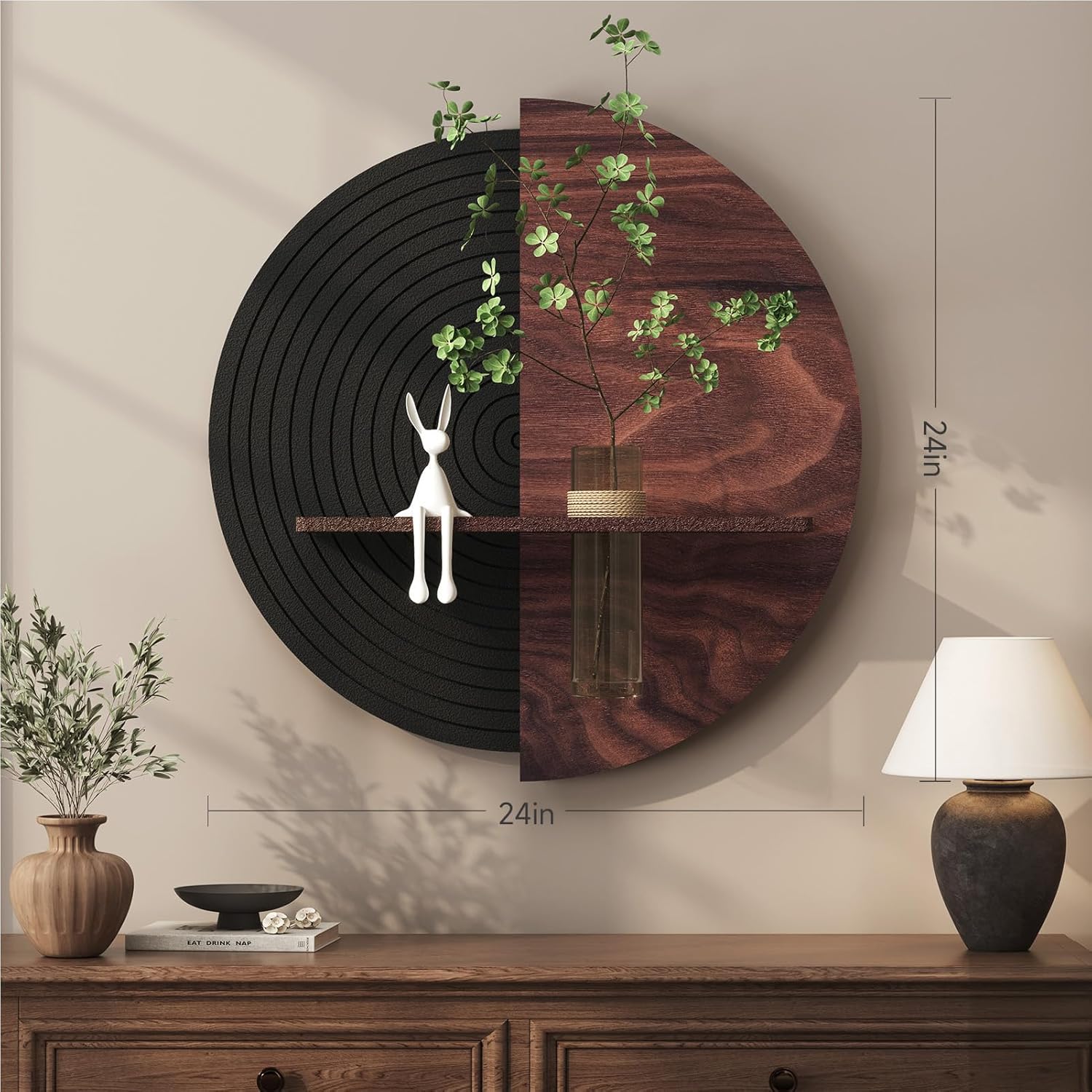 Modern Minimalist Geometric Black Brown Artwork / 24"L x 24"W / Black and Brown
