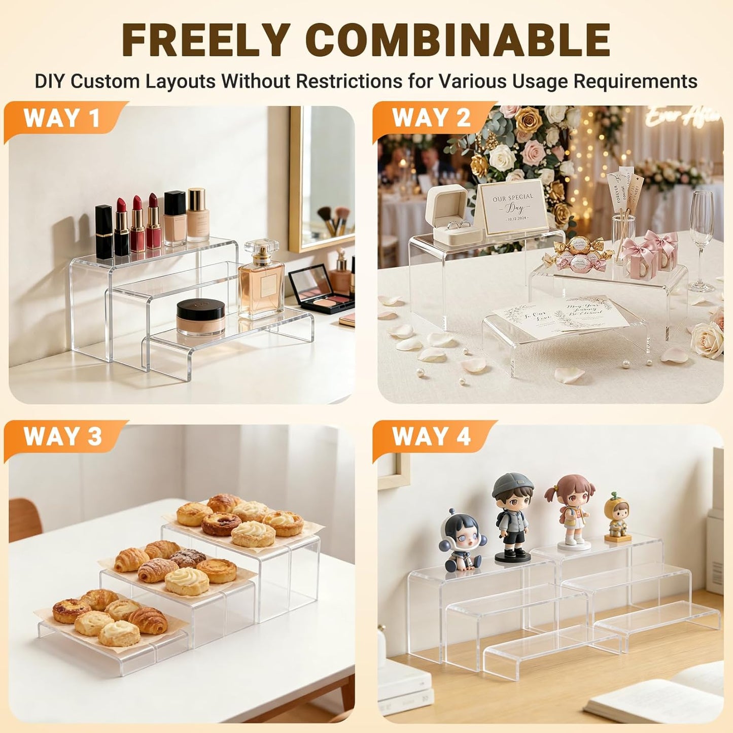 Display Stand Shelf for Figure / Clear / Set of 6