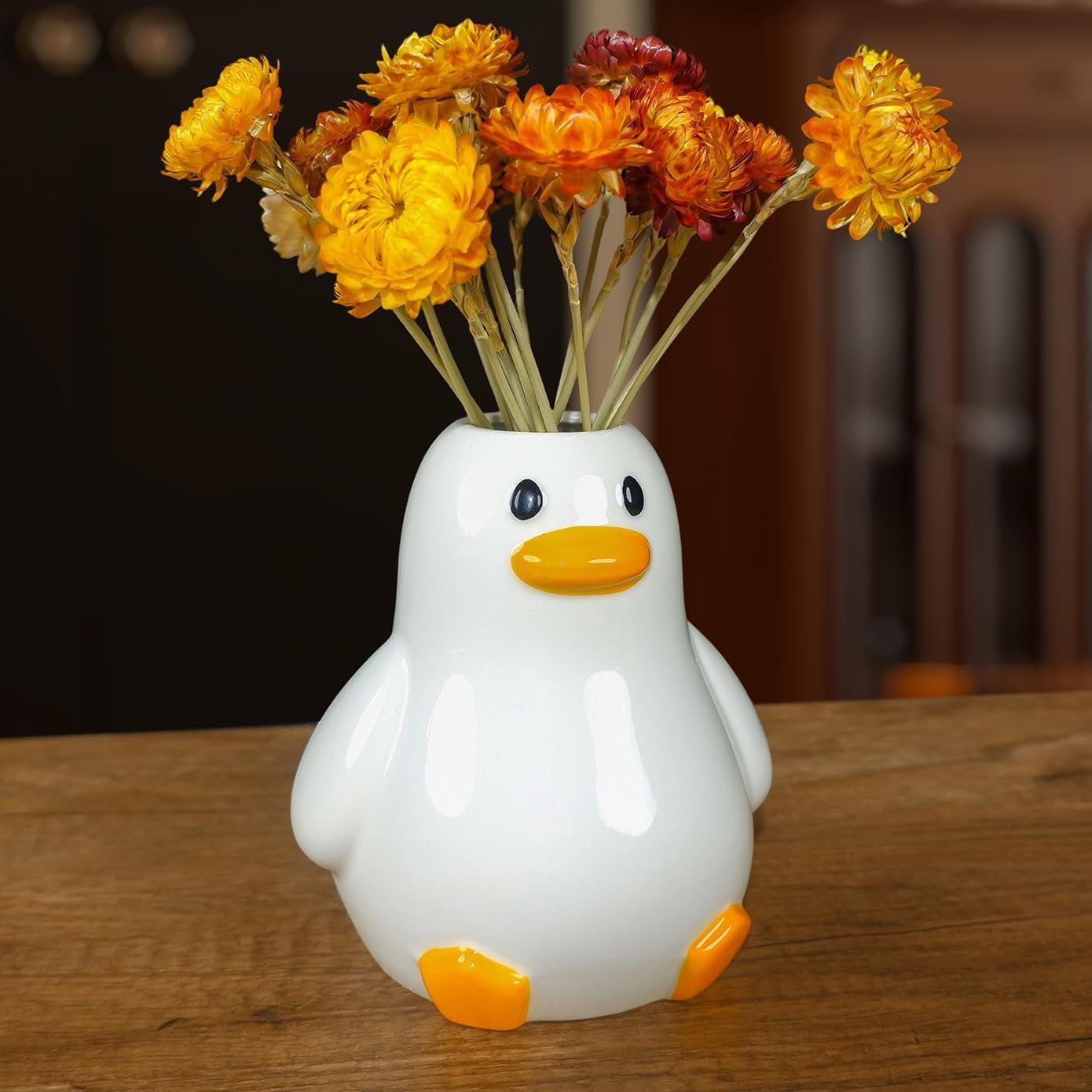 Unique Duck Vase / Fat Duck Vase / White