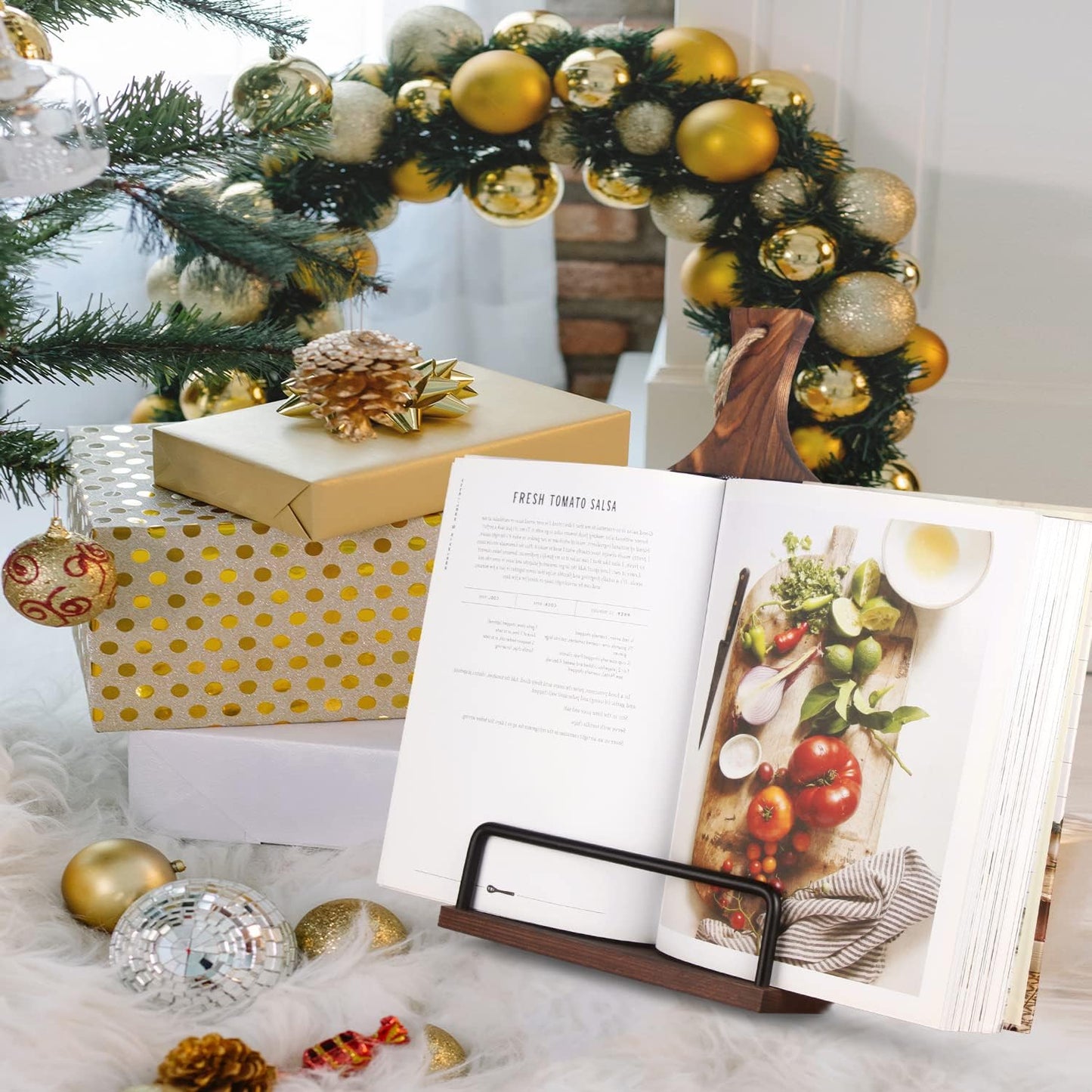 Cookbook Stand for Kitchen Counter Wood Adjustable Recipe Book Holder Stand iPad Rustic Holder Thanksgiving Day