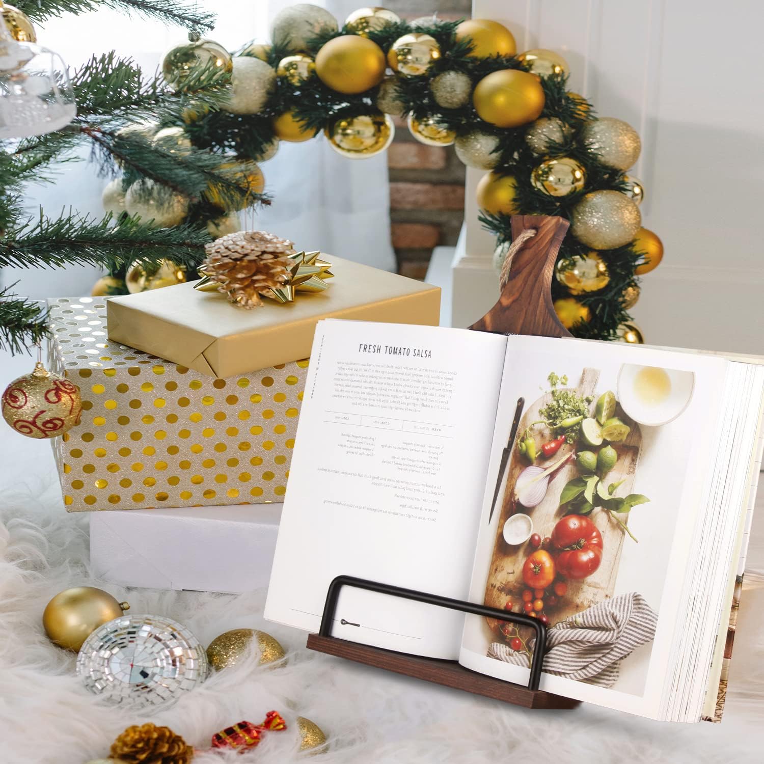 Cookbook Stand for Kitchen Counter Wood Adjustable Recipe Book Holder Stand iPad Rustic Holder Thanksgiving Day