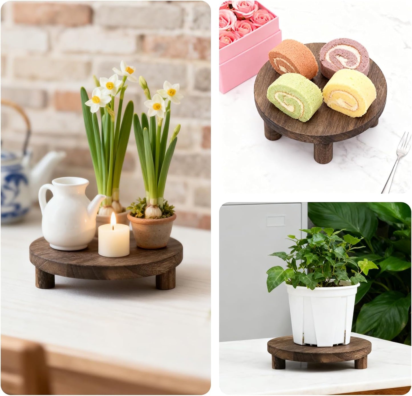 Wood Display Stand / Brown / Set of 3