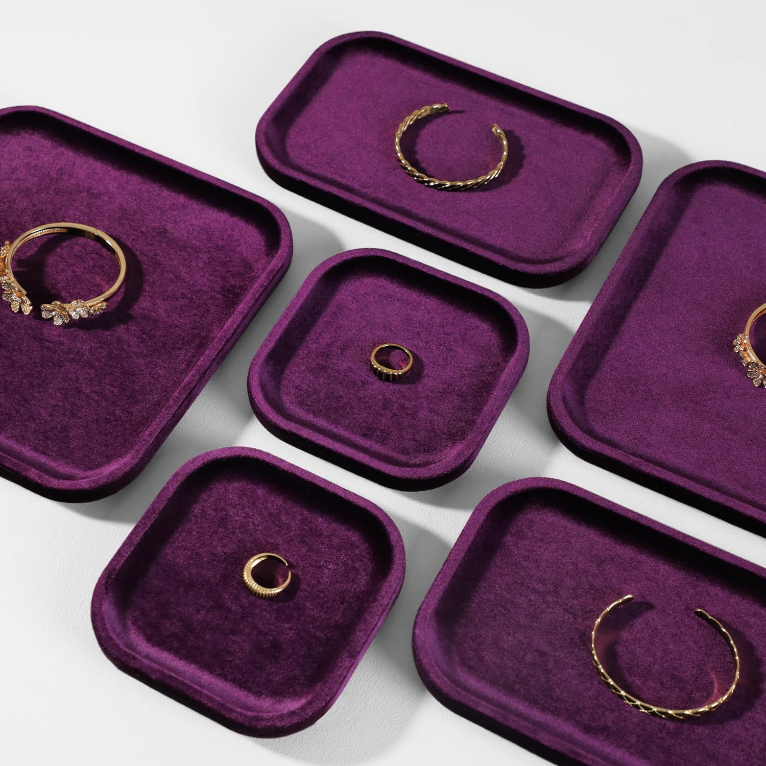 Resilient Velvet Jewelry Display Tray for Ring Earrings Bracelet Necklace / Purple / 7.9 x 4.7
