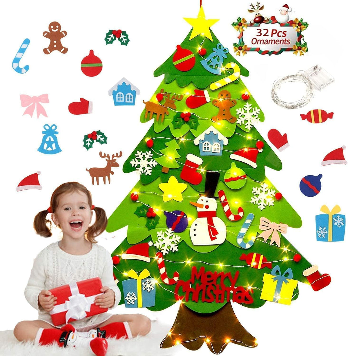 3FT Small Christmas Tree with Lights，Battery Operated