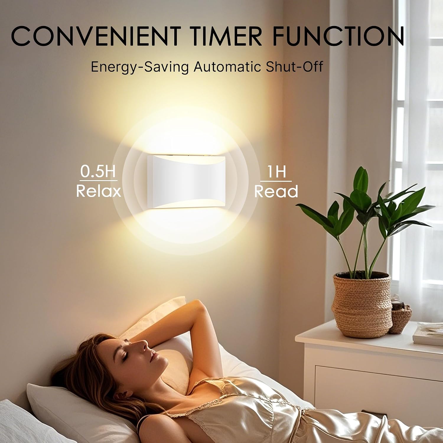 Battery Operated Wall Sconces Set of 2 Rechargeable Wireless White | 8000mAh Remote & Touch Control Wall Lamps 3 Color